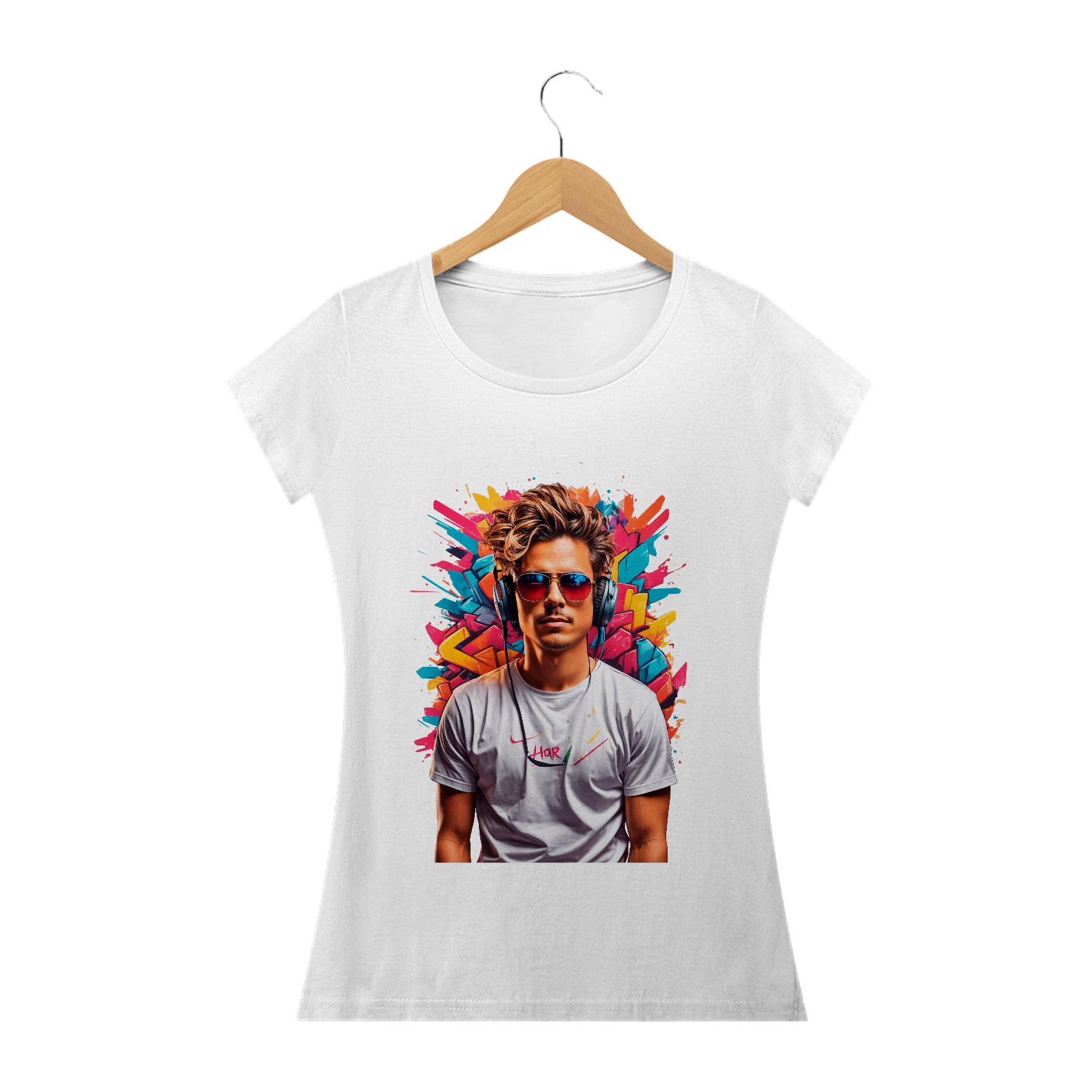 0000189 - Baby Long Grafitti Art 022 Homem com Óculos e Fone