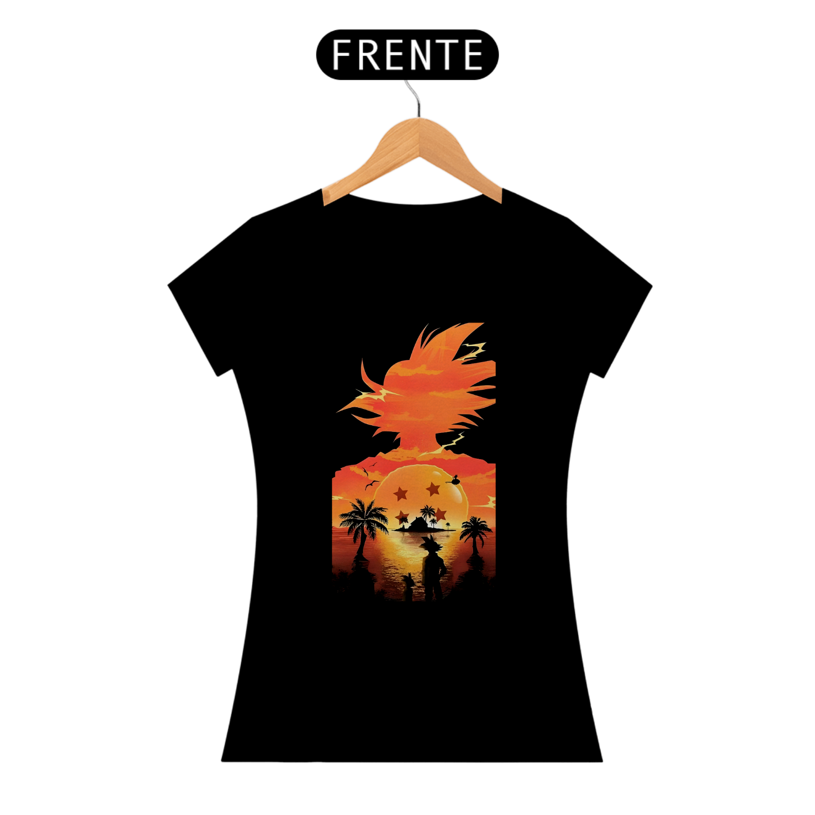 Camiseta Dragon Ball Z Feminina  Paisagem Goku SUPER PROMOÇÃO