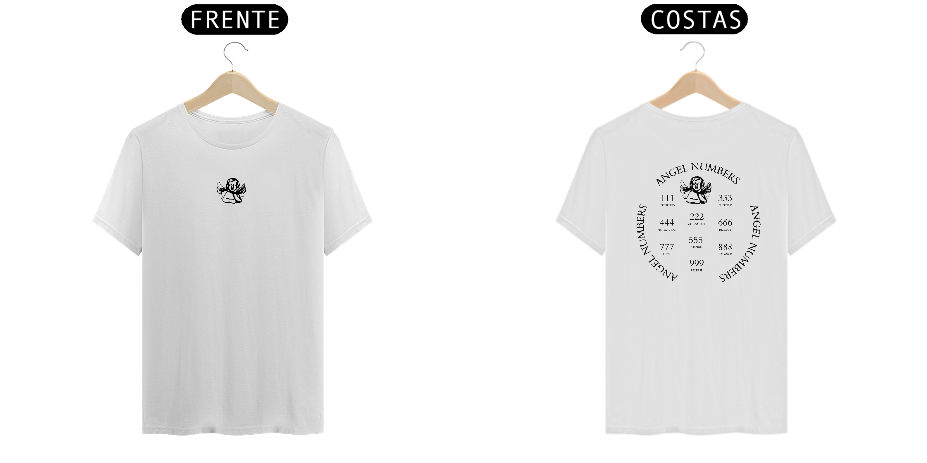 camiseta angel numbers - estampa preta
