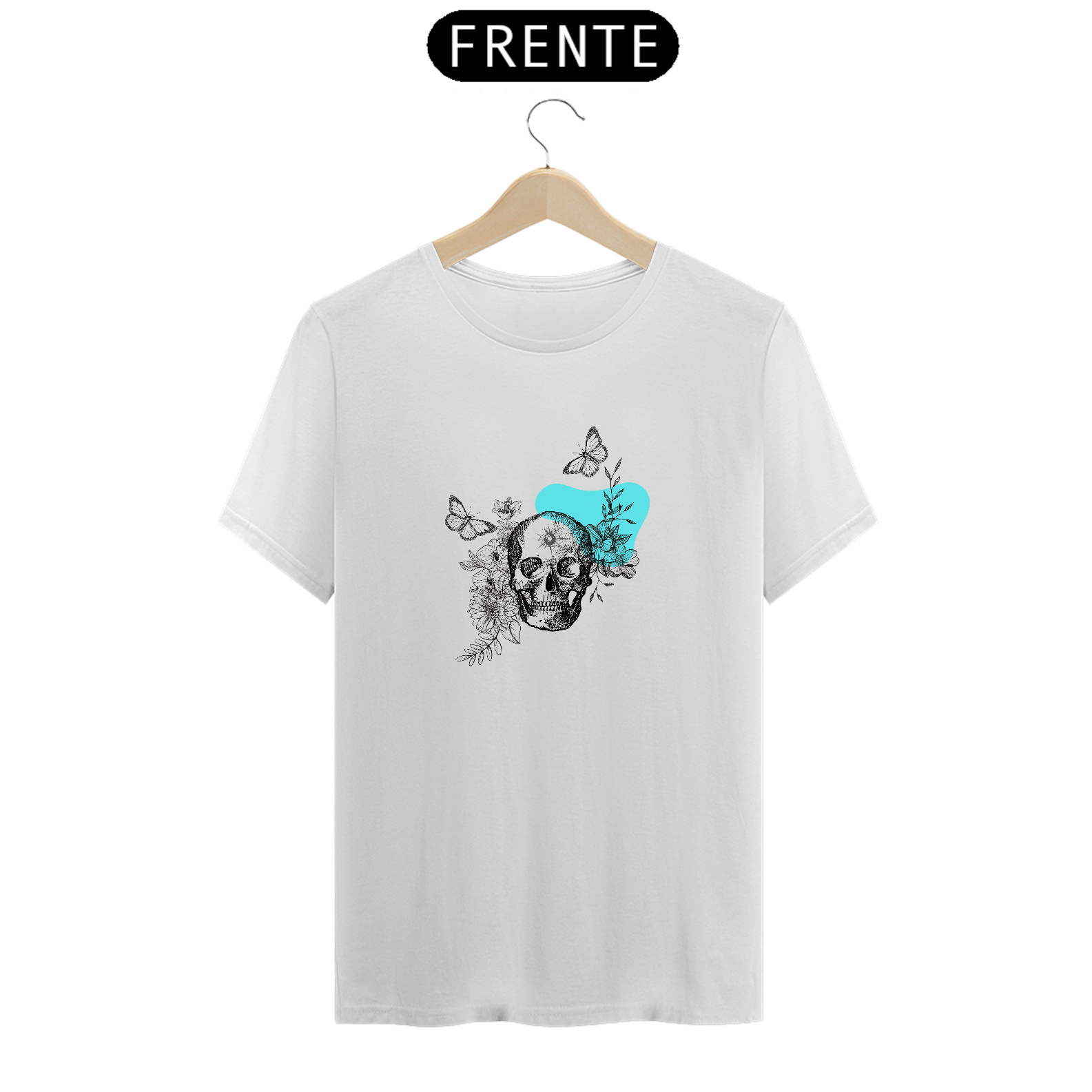 Camiseta Caveira e Borboletas