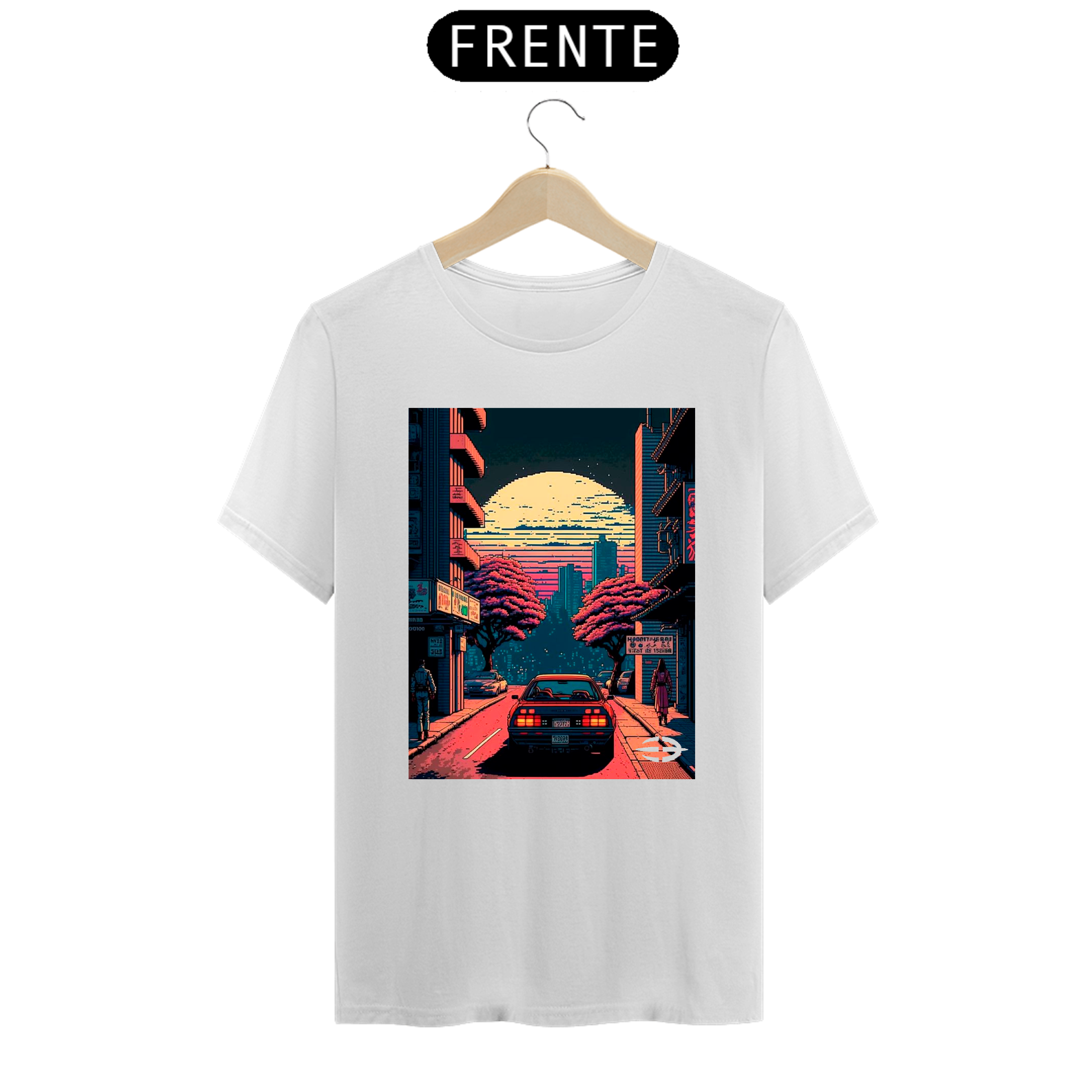 Camiseta Masculina Sunset in Tokyo Pixel Art  - Atena™