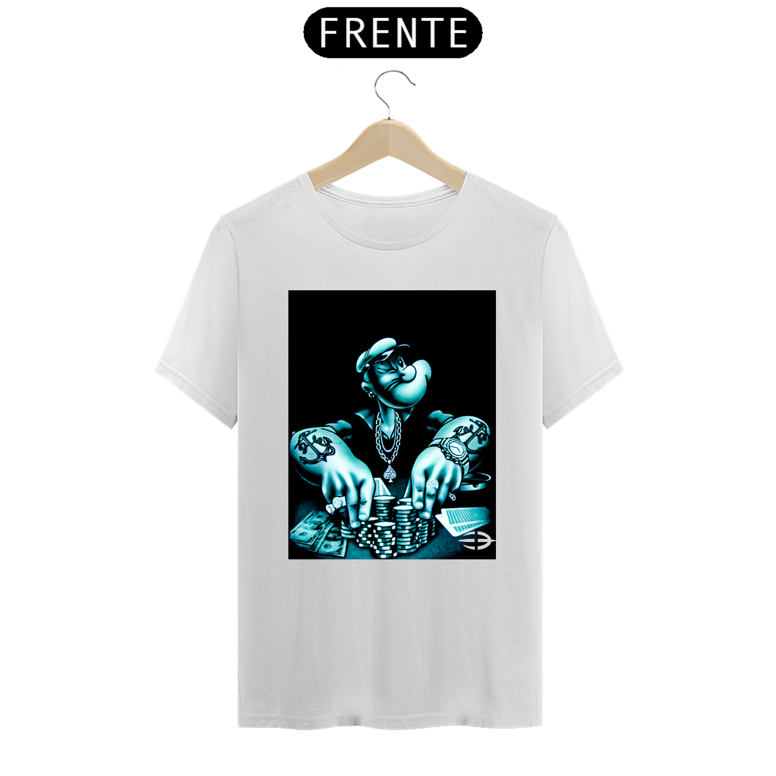 Camiseta Masculina Popeye Jogando Poker - Atena™