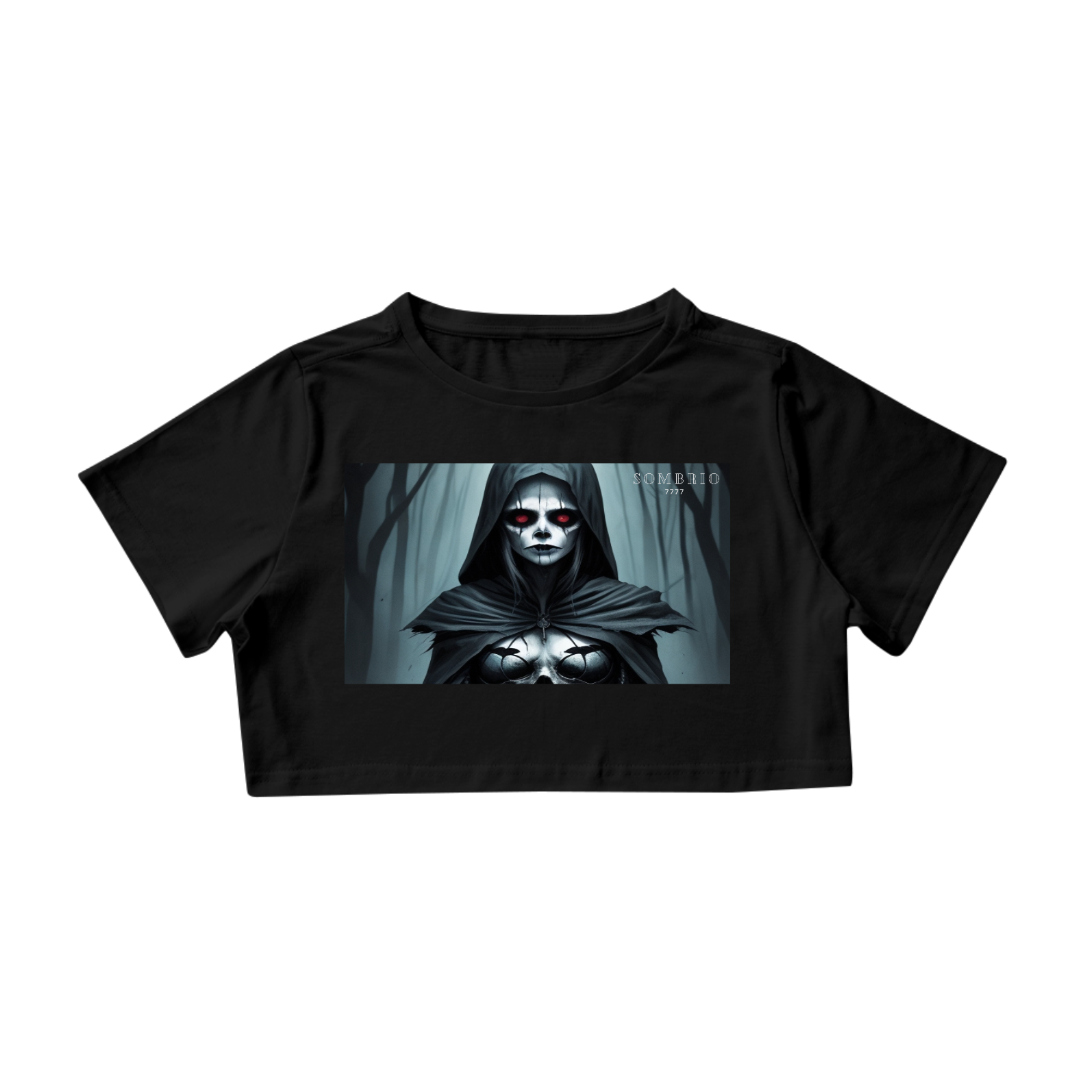 CROPPED FEMININO ANGEL OF DEATH SOMBRIO 7777