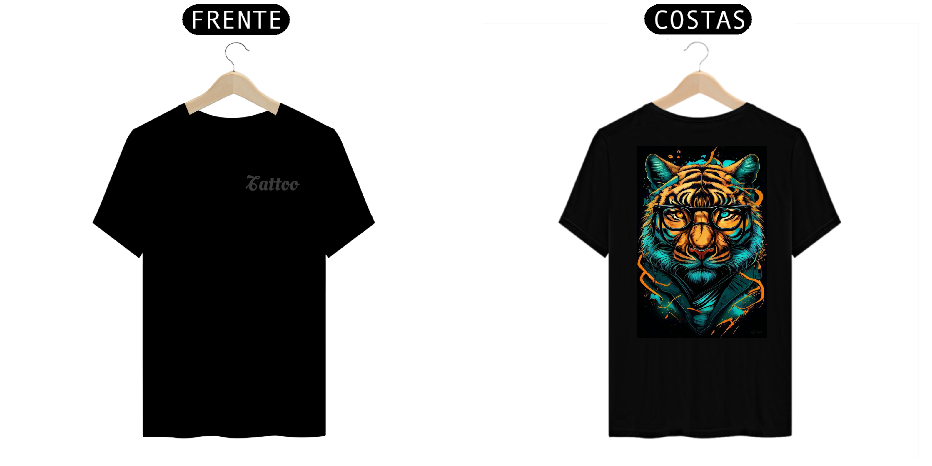 Camiseta Masculina - Tattoo Tigre de Oculos