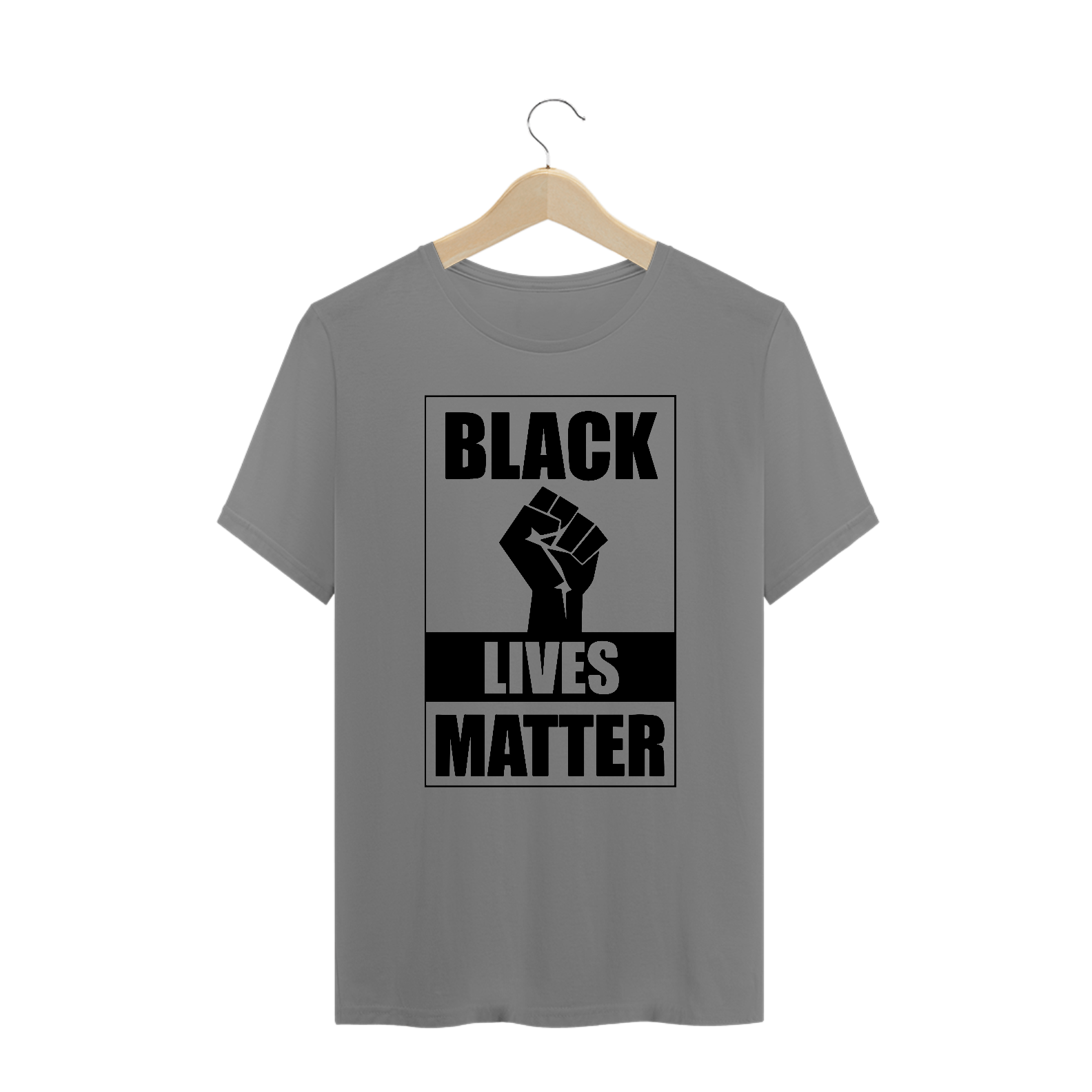 Camiseta Plus Black Lives Matter (Cinza/Branco/Azul)