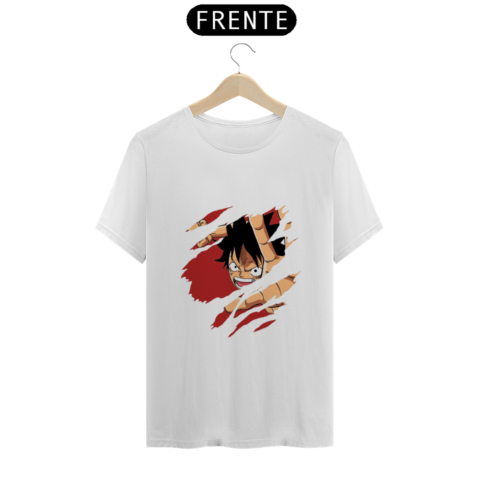 CAMISETA LUFFY 100% ALGODÃO, MALHA CARDADA.