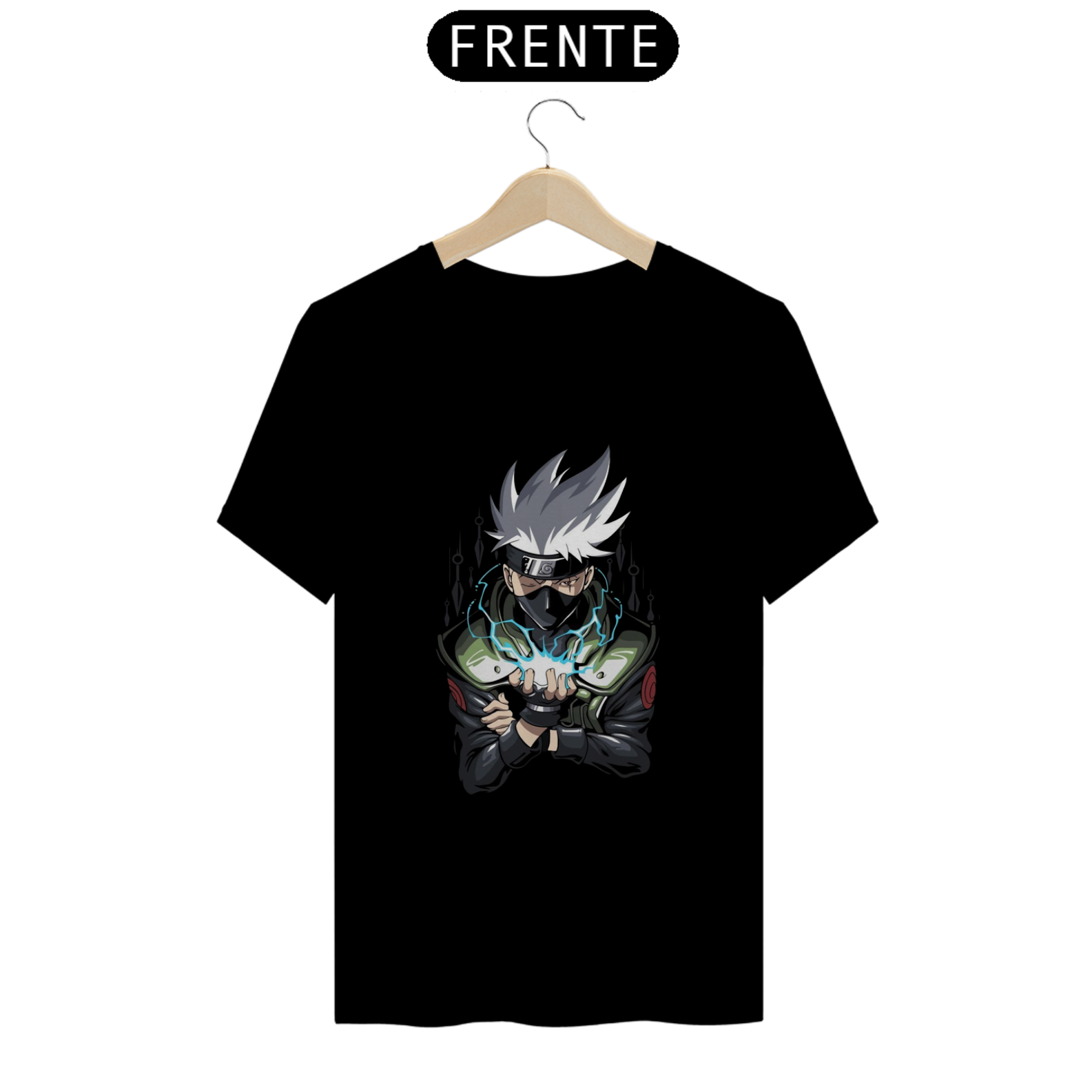 CAMISETA KAKASHI 100% ALGODÃO, MALHA CARDADA.