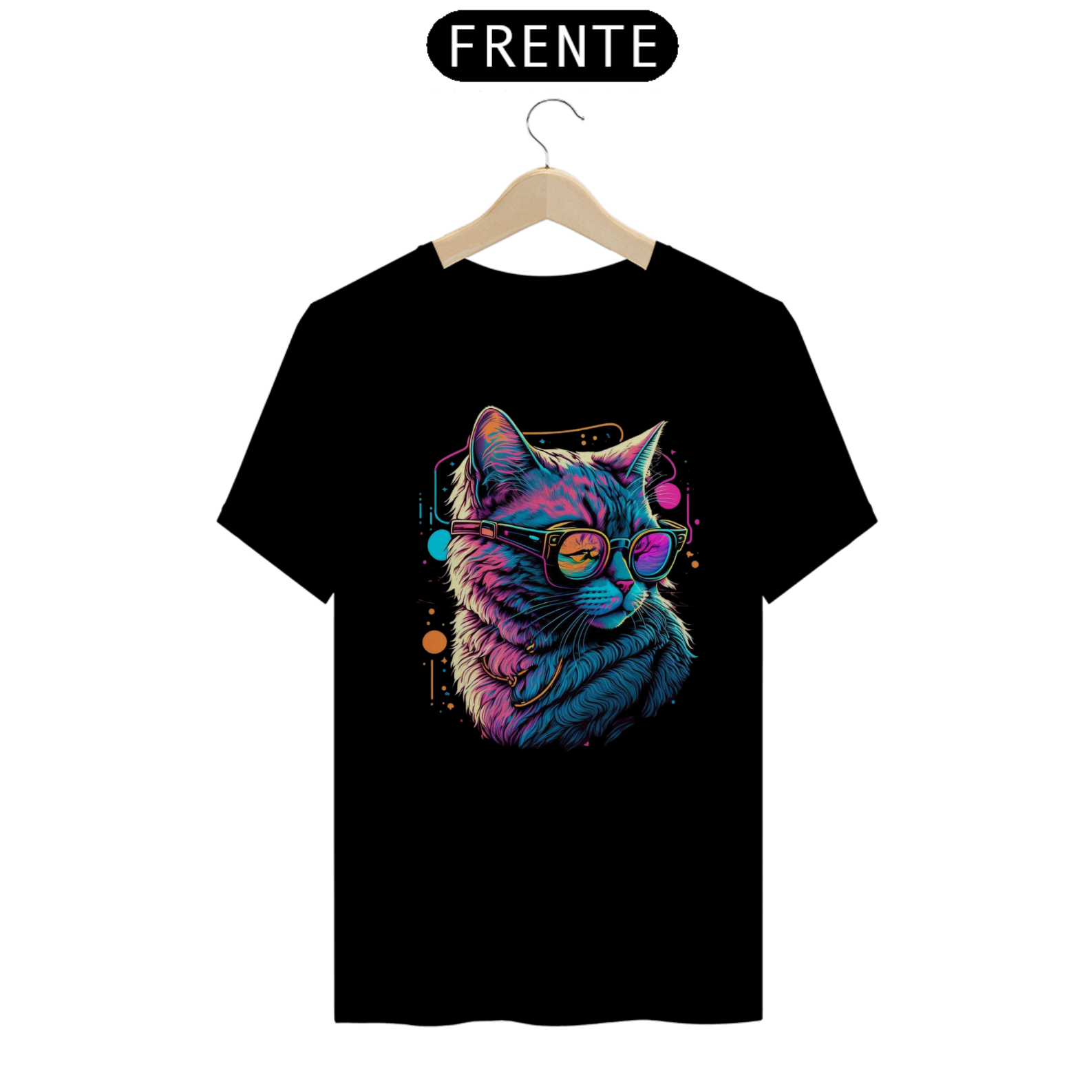 Nome do produto  CAMISETA GATO COLORIDO 100% ALGODÃO, MALHA CARDADA.