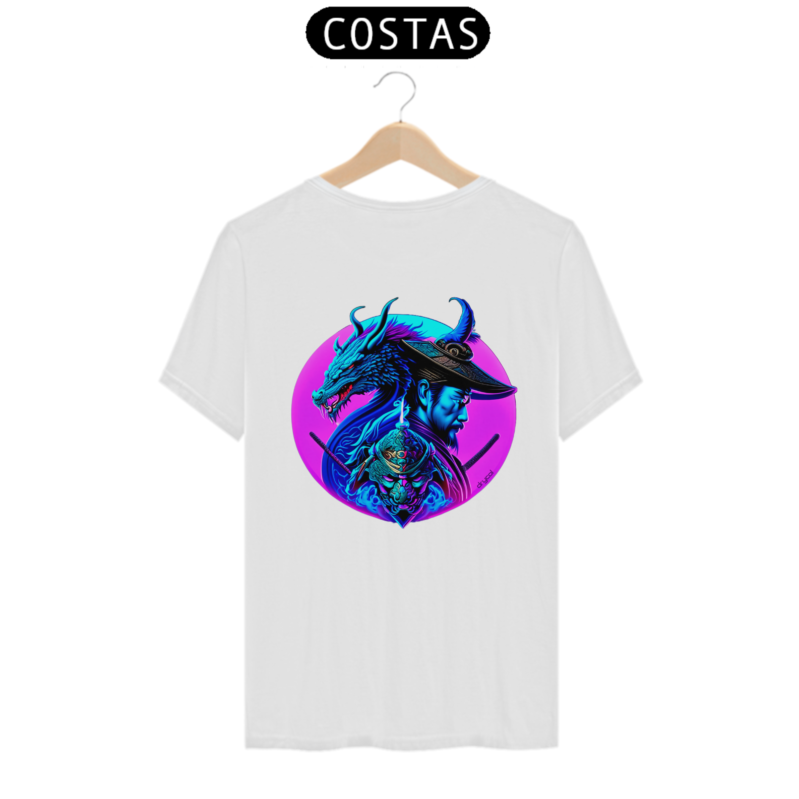 Camiseta T-shirt Unissex Dragão e Samurai
