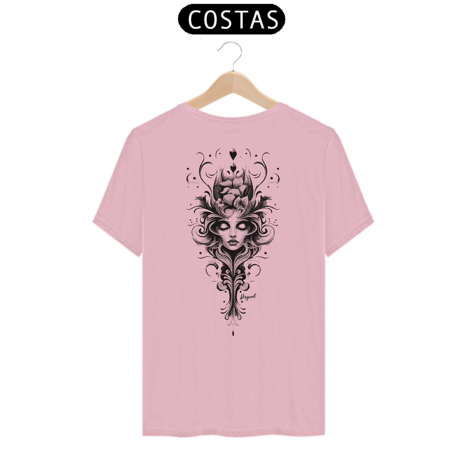 Camiseta T-shirt Unissex Mulher Cabelo com Rosa
