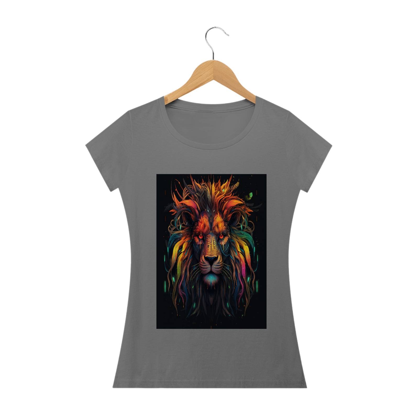 Camiseta feminina baby long Leão