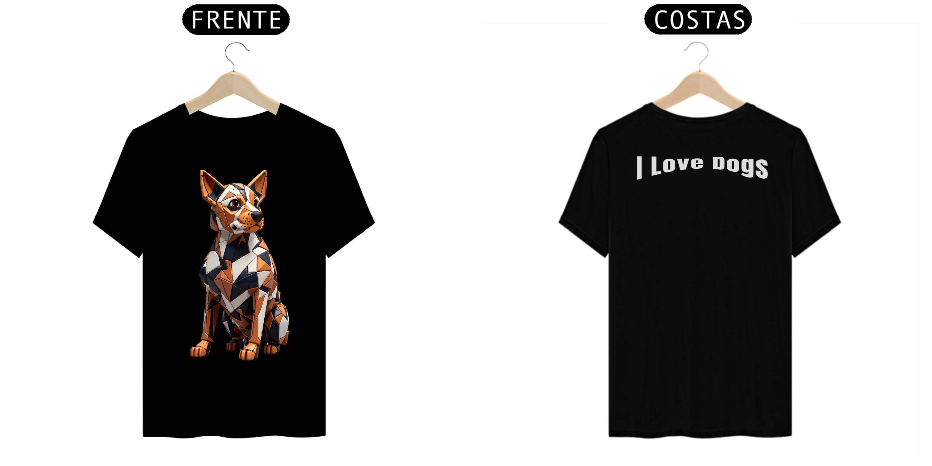 Nome do produto  Amor Canino em Forma e Cor: Camiseta Geométrica Exclusiva!