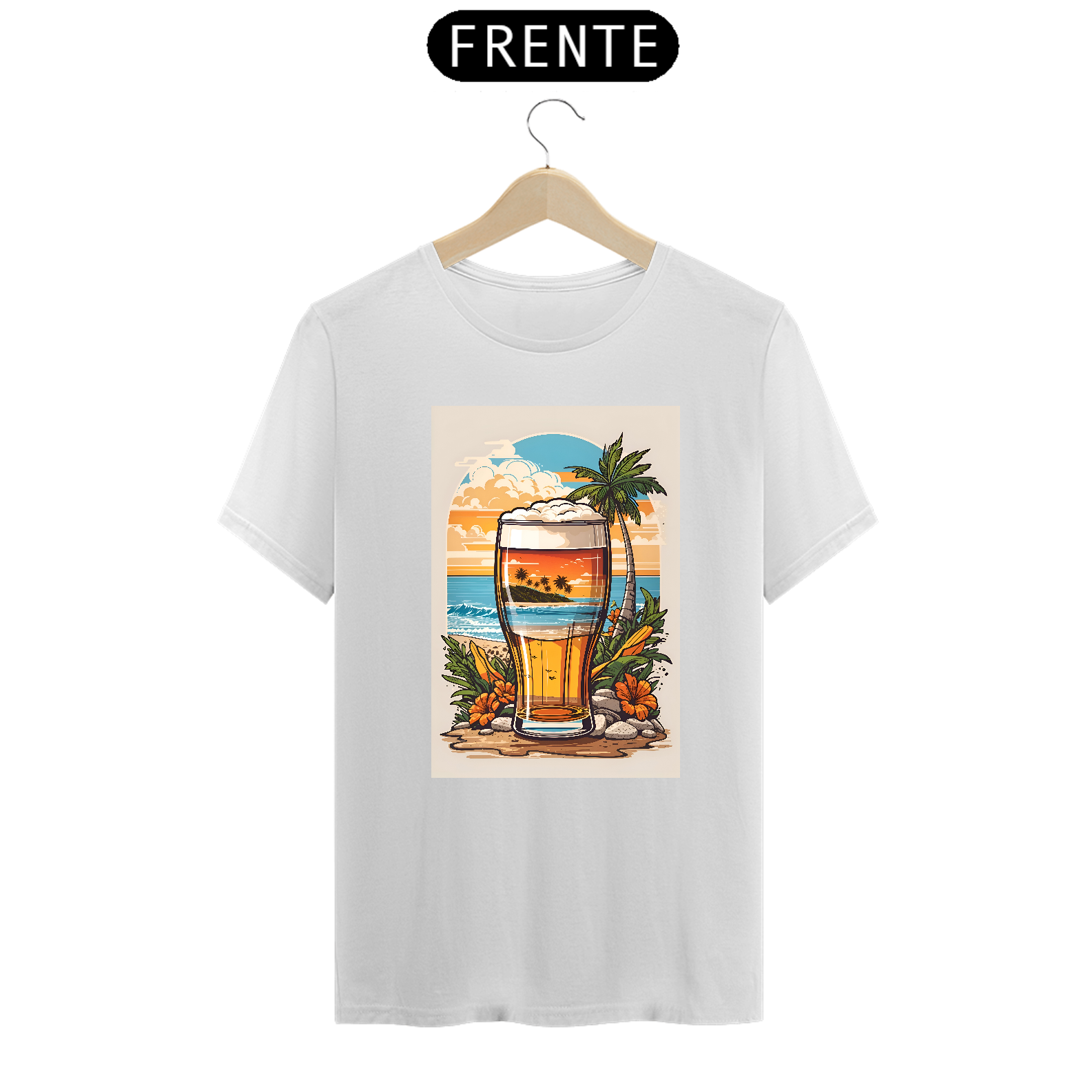 Camisa de cerveja na praia
