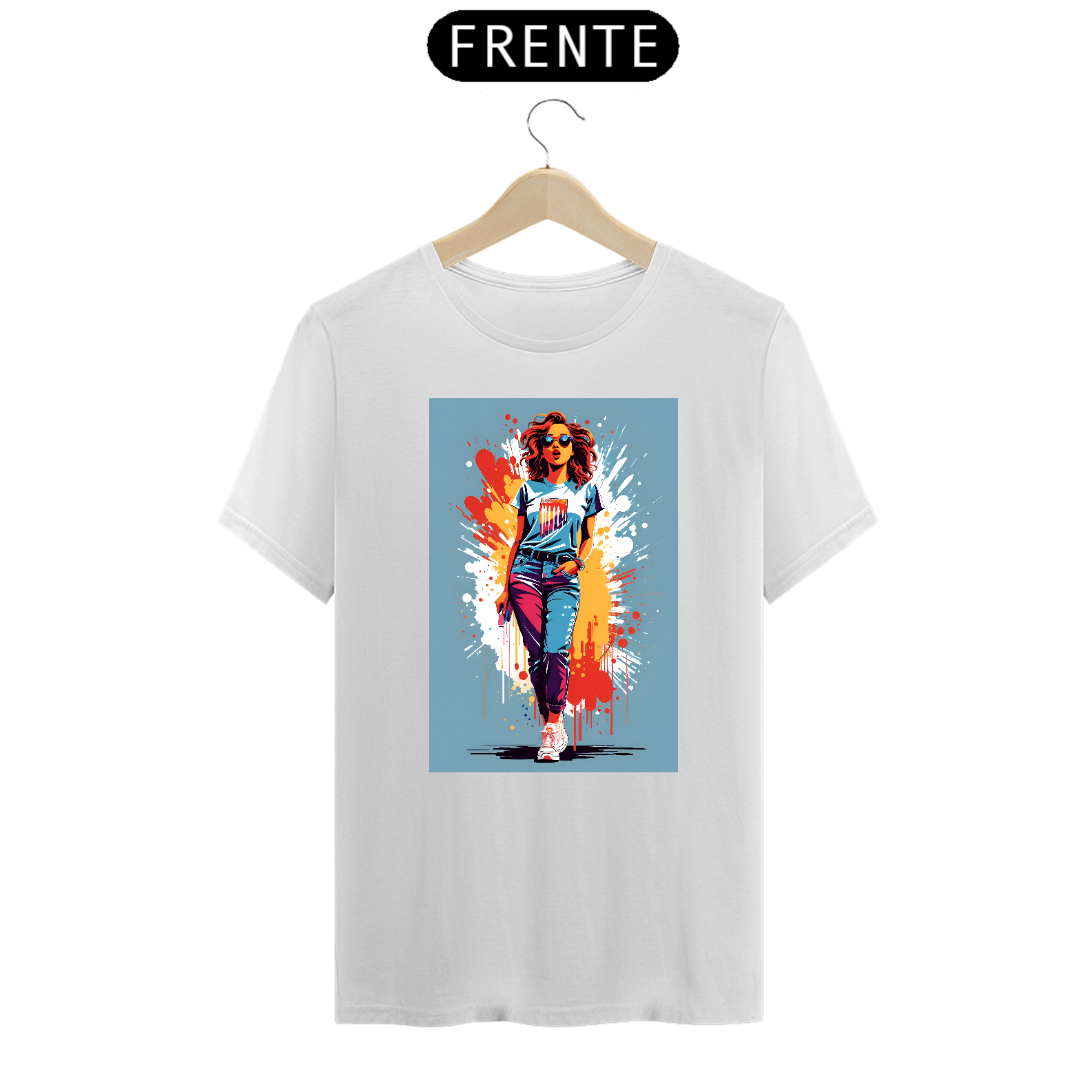 Camiseta desenho garota colorida