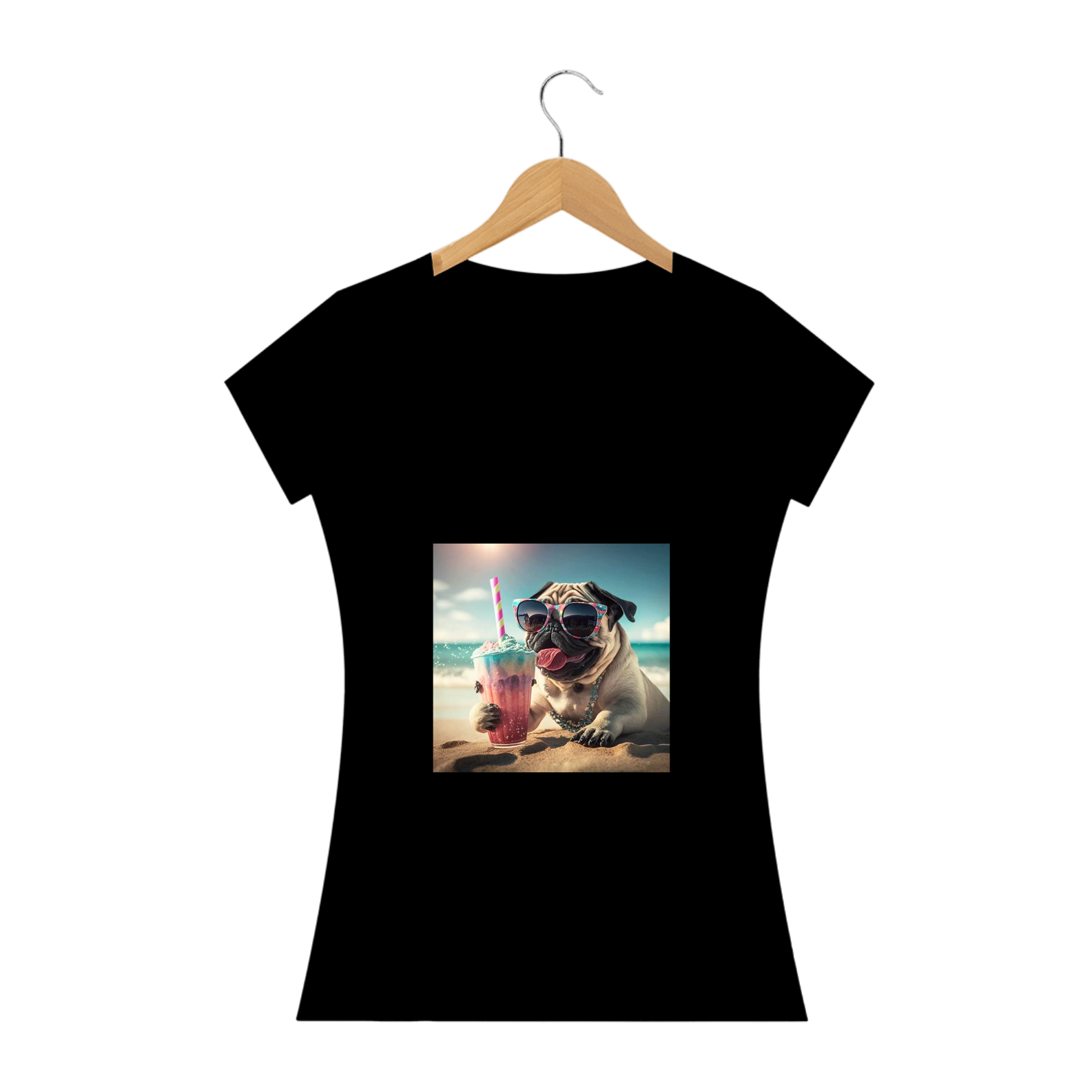 Camiseta Feminina Pug Milk Shake
