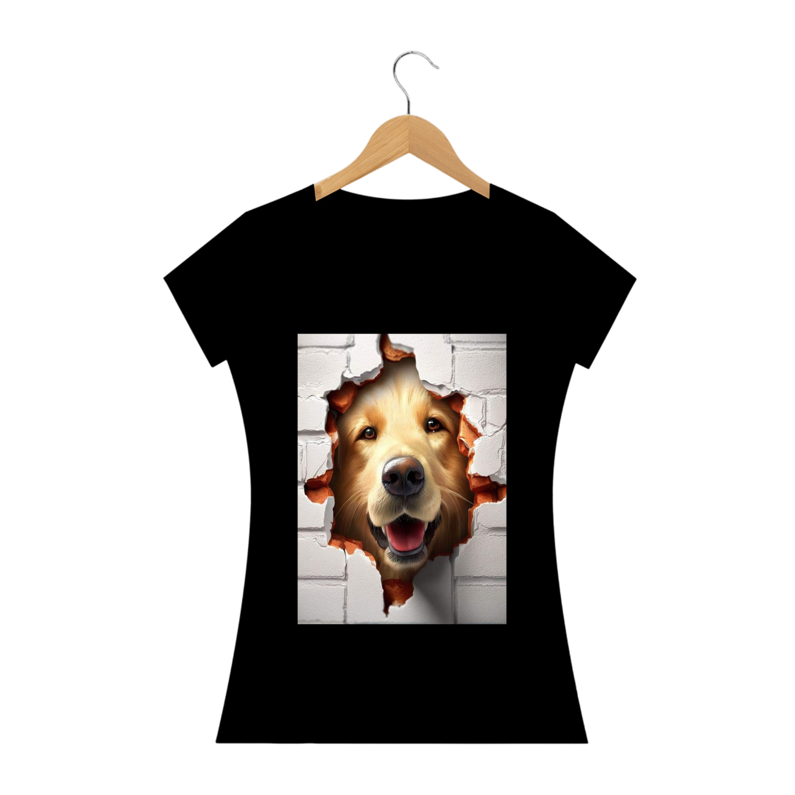 Camiseta Feminina Labrador Na Parede