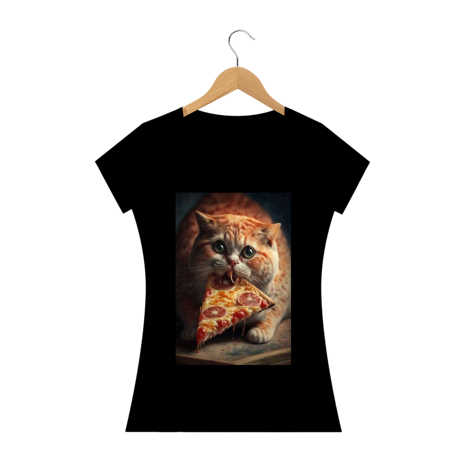 Camiseta Gato Comendo Pizza