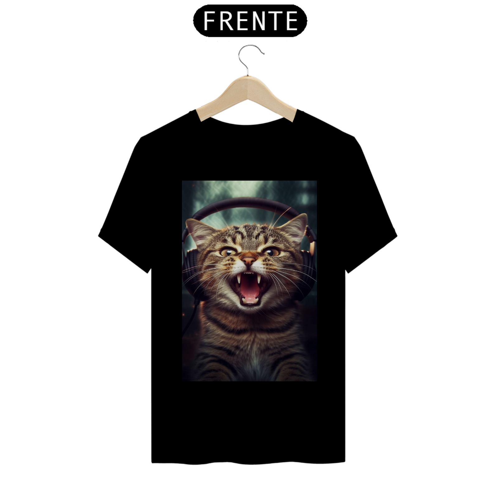 Camiseta Gato com Fone