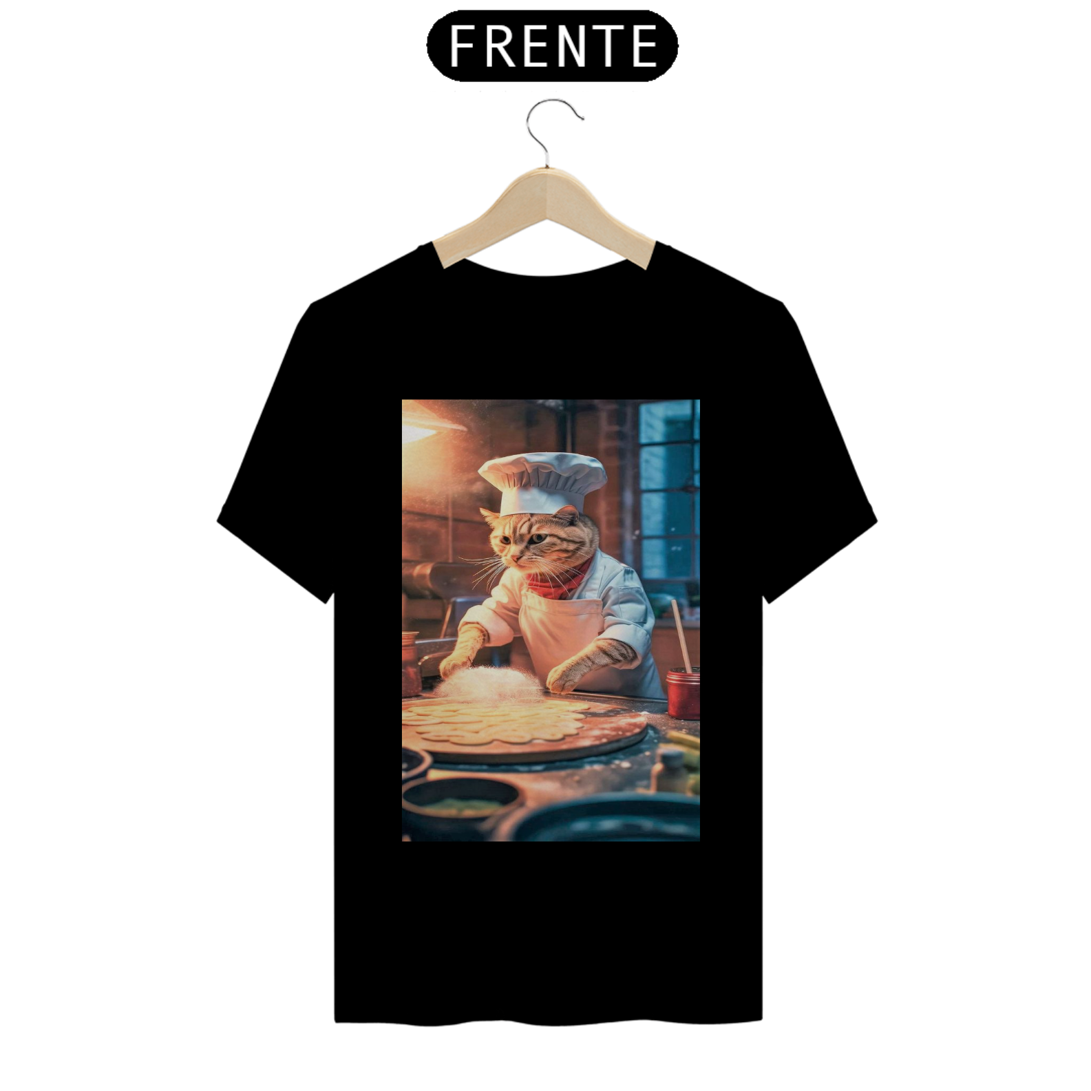 Camiseta Gato Fazendo Pizza