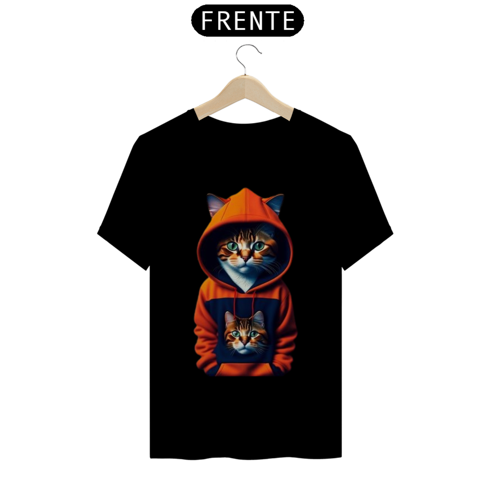 Camiseta Gato com Blusa Laranja