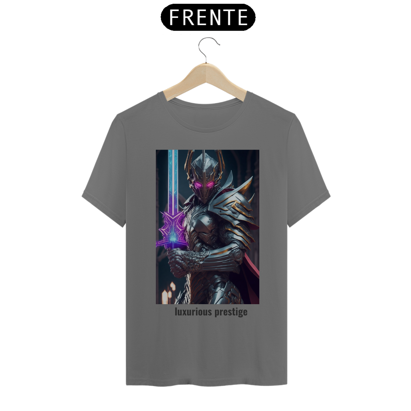 T-shirt of the android warrior of the future. classic black t-shirt with custom print