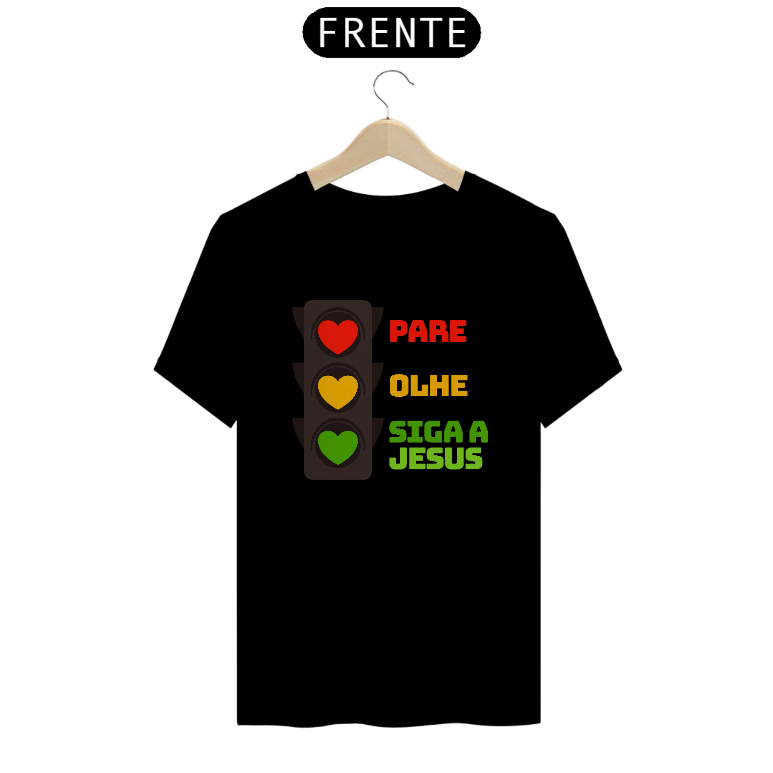 Nome do produto: Camiseta Pare Olhe Siga a Jesus