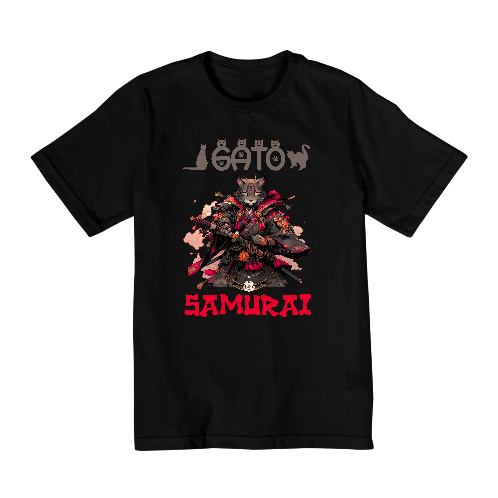 Camiseta Infantil Gato Samurai