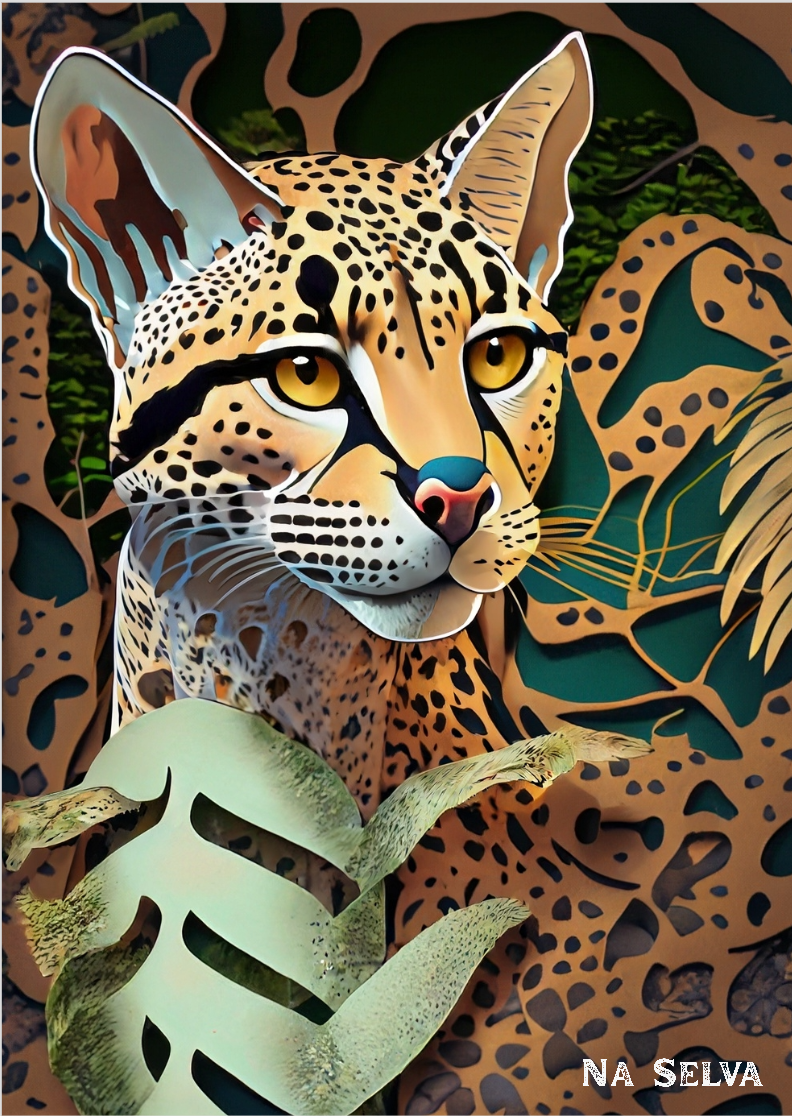 Pôster Na Selva - Jaguatirica (Retrato)