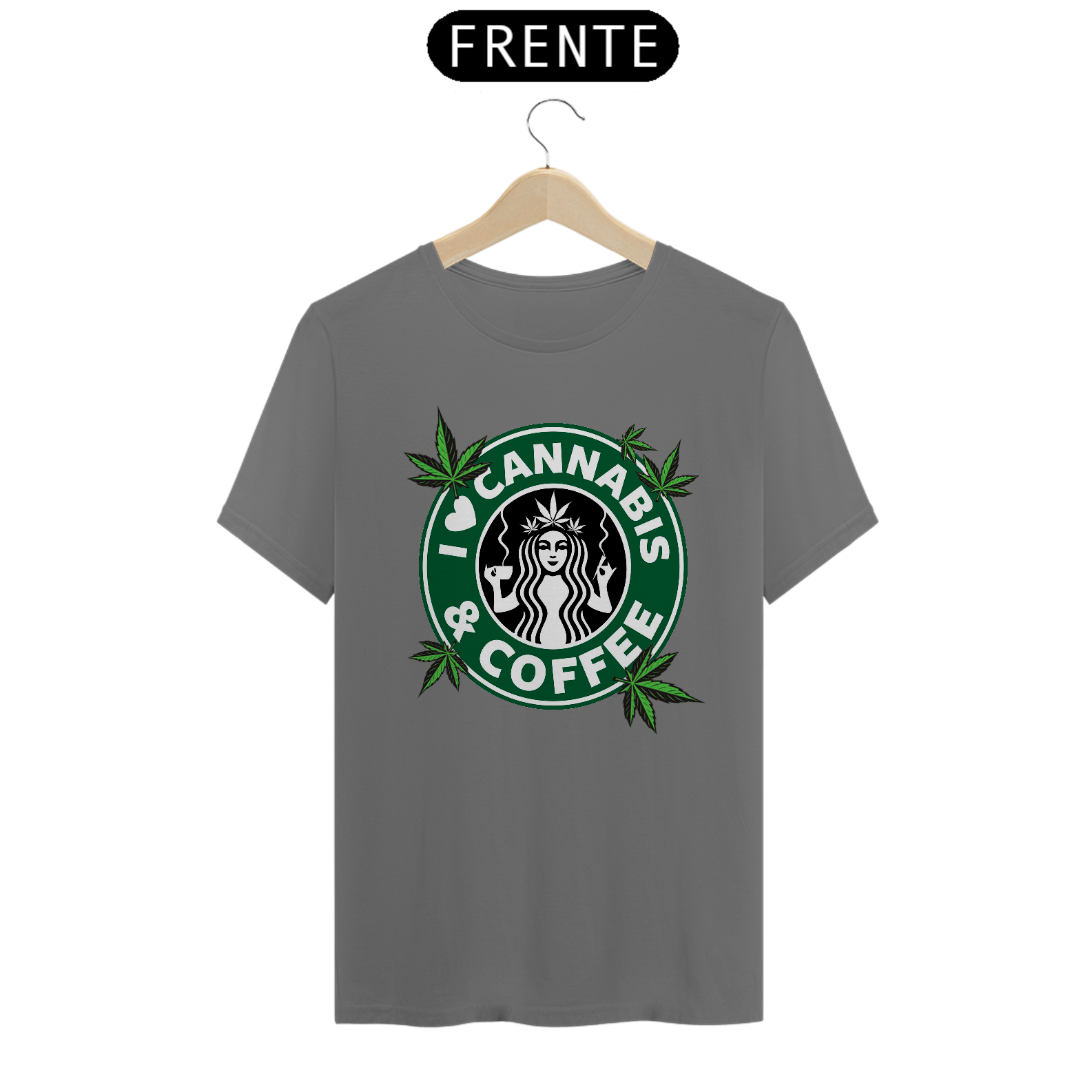 Nome do produto  I LOVE CANNABIS E COFFEE - CAMISETA ESTONADA PREMIUM