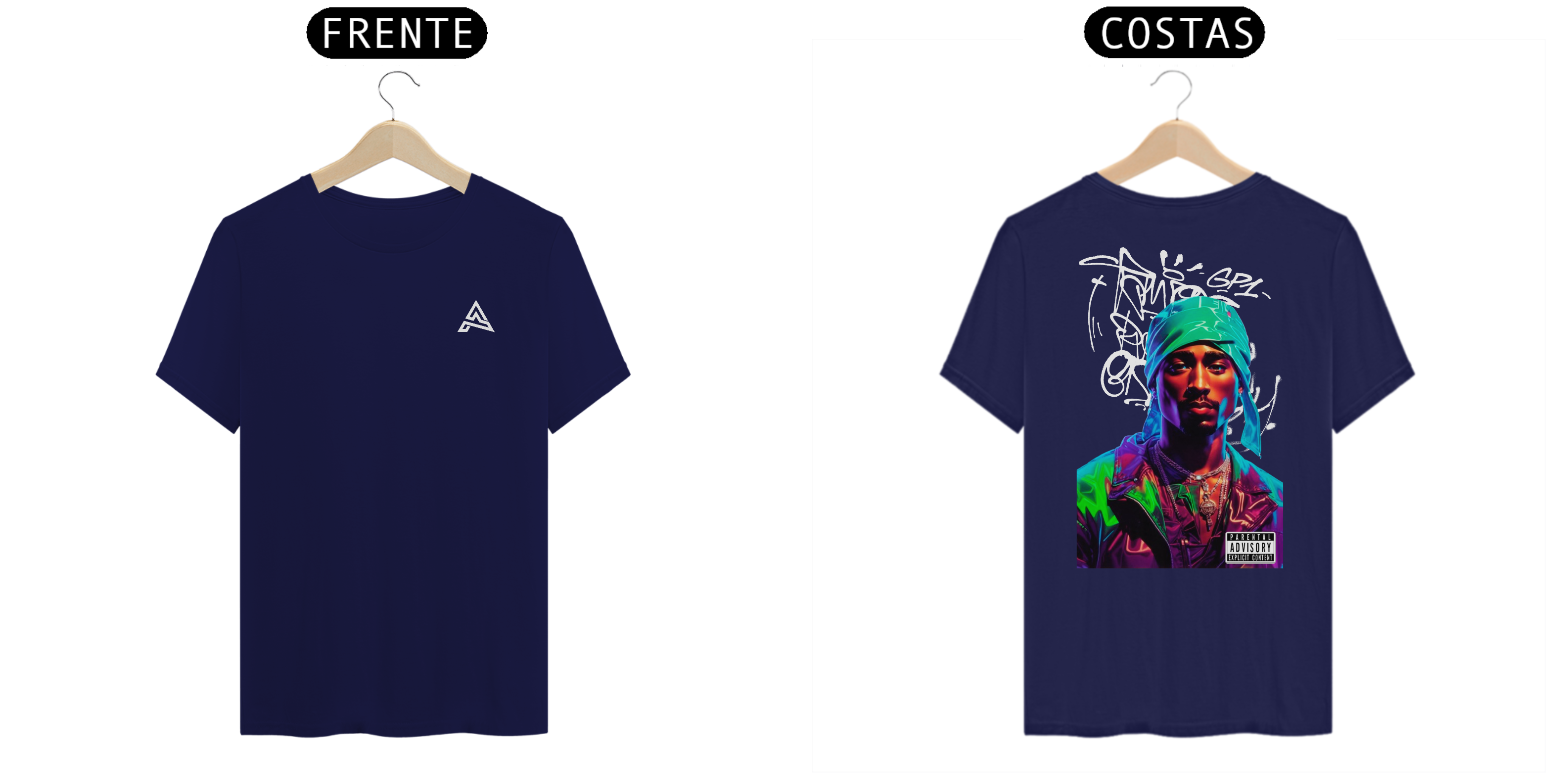 Camisa Tupac Grafite e Logo Brancos