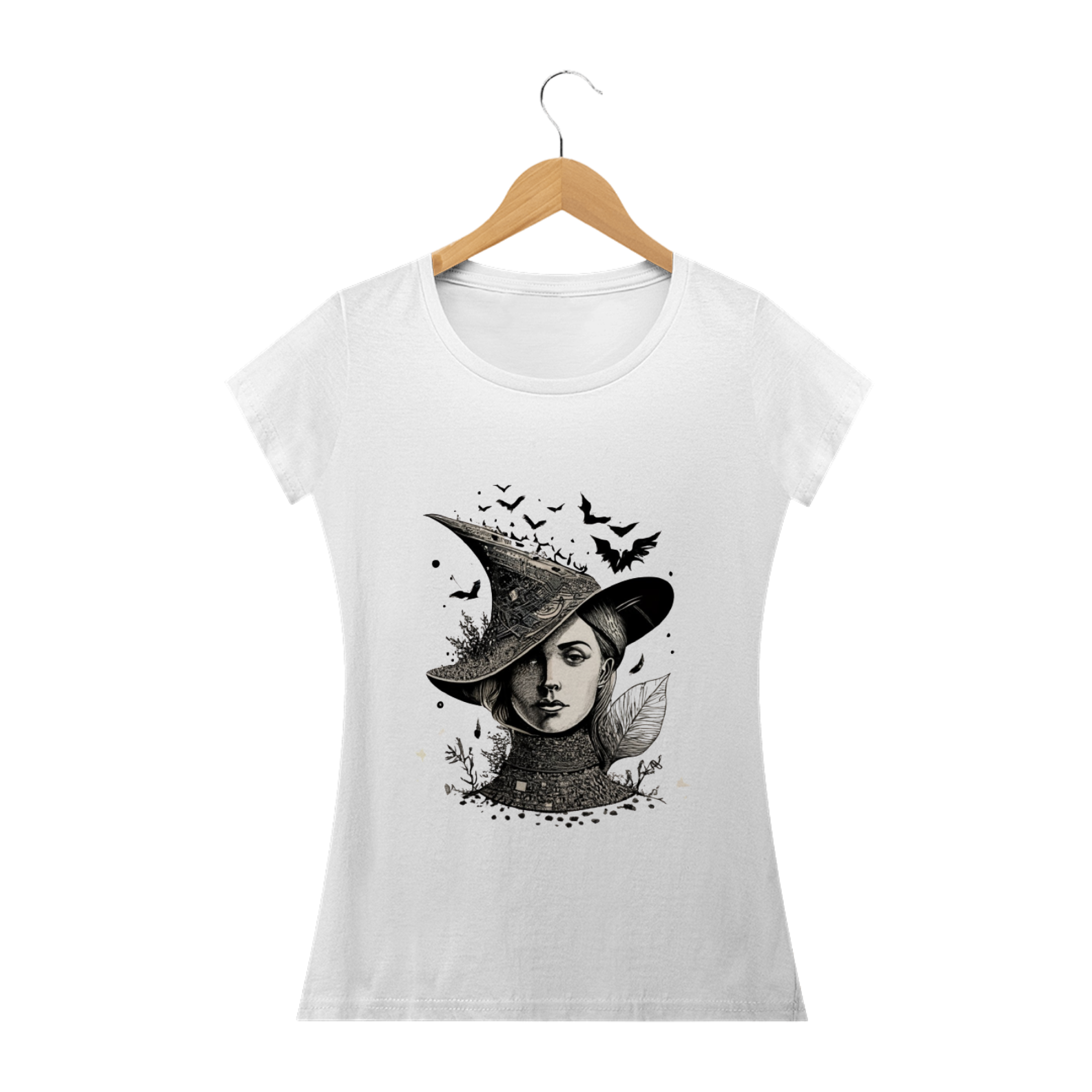 Camiseta fem bruxa da floresta  (100 % algodão)