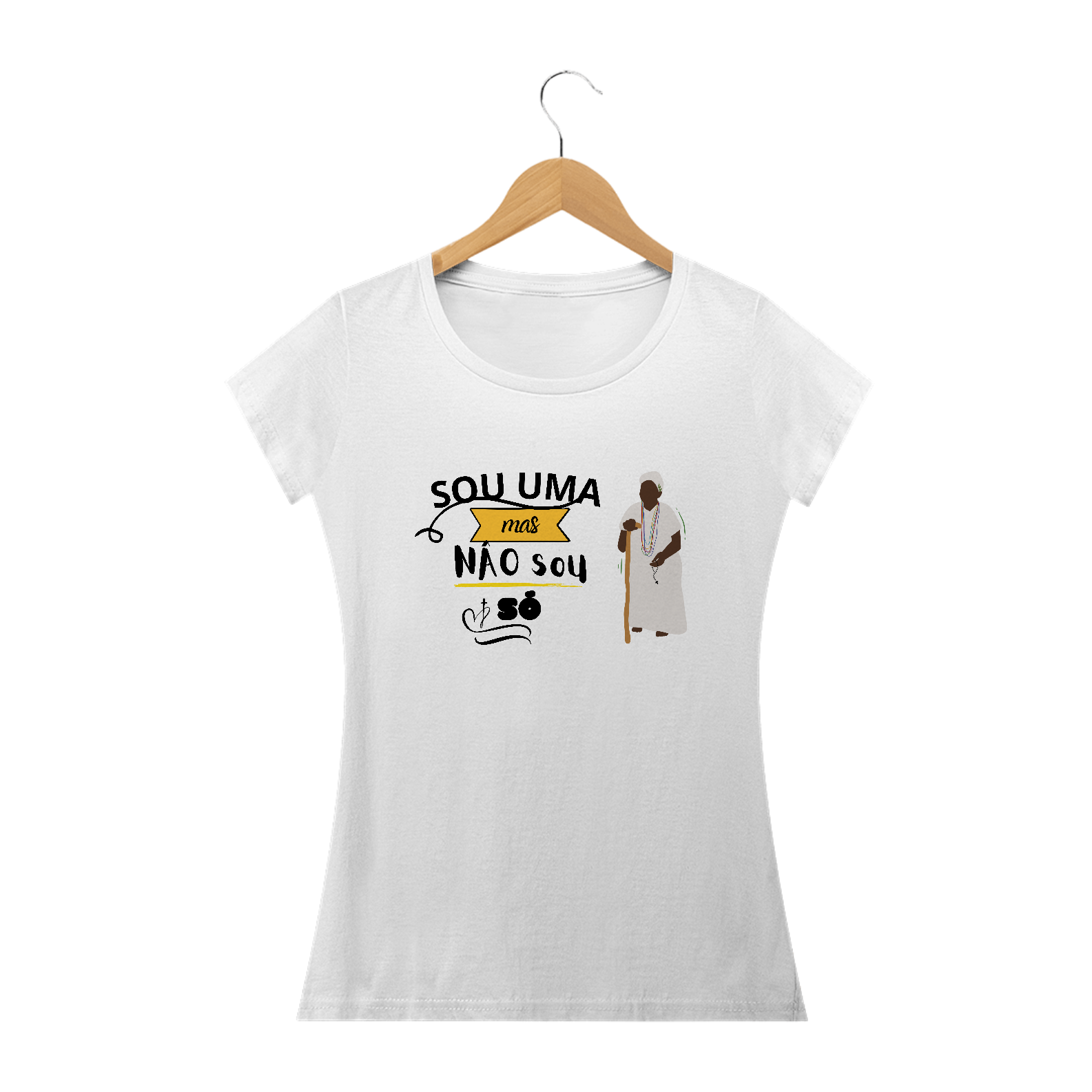 camiseta fem preta velha nao sou só (100 % algodão)