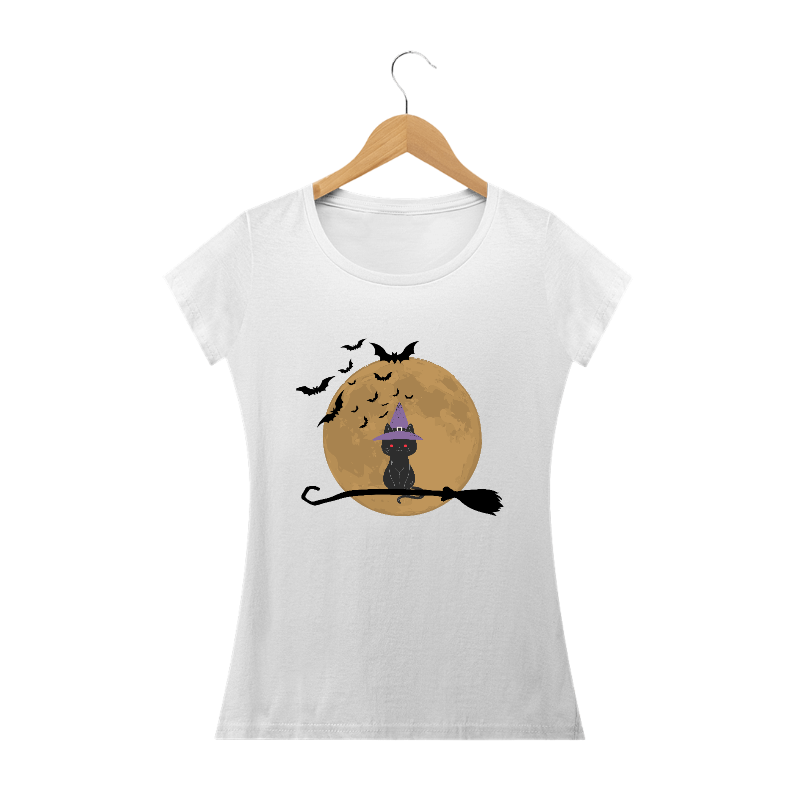Camiseta fem witch cat moon