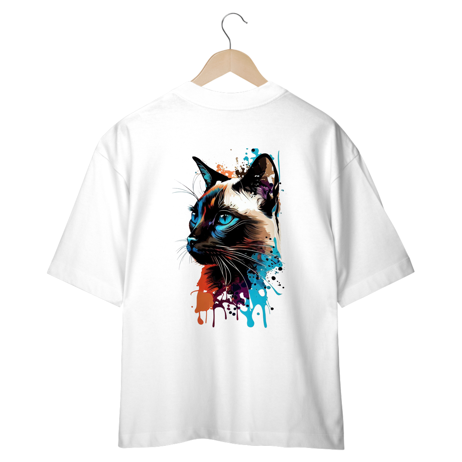 CAMISETA OVERSIZED COSTAS, CAT POP ART