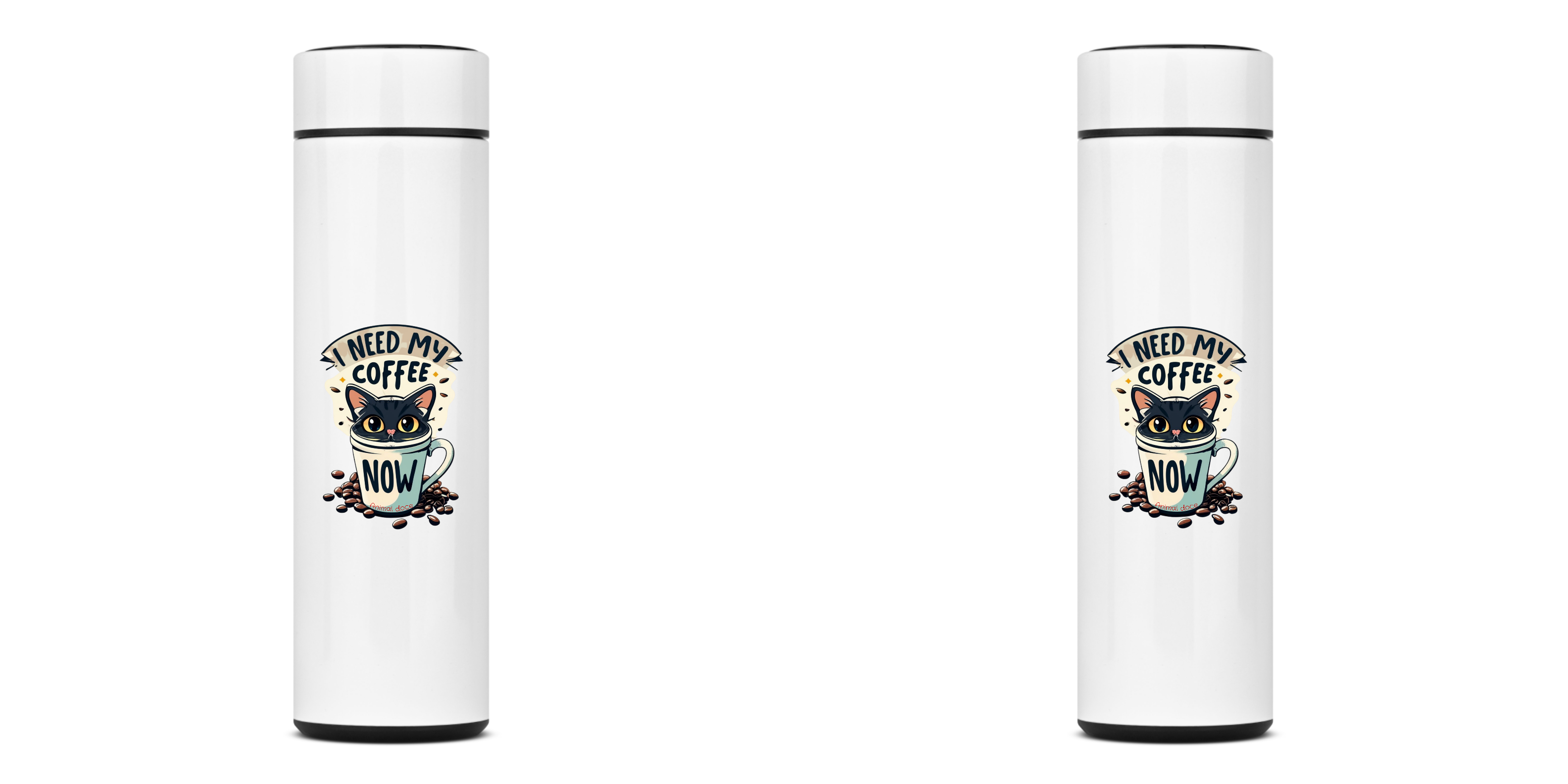 GARRAFA TÉRMICA CAT COFFEE,  AÇO INOXIDÁVEL 40OML, FRENTE E VERSO
