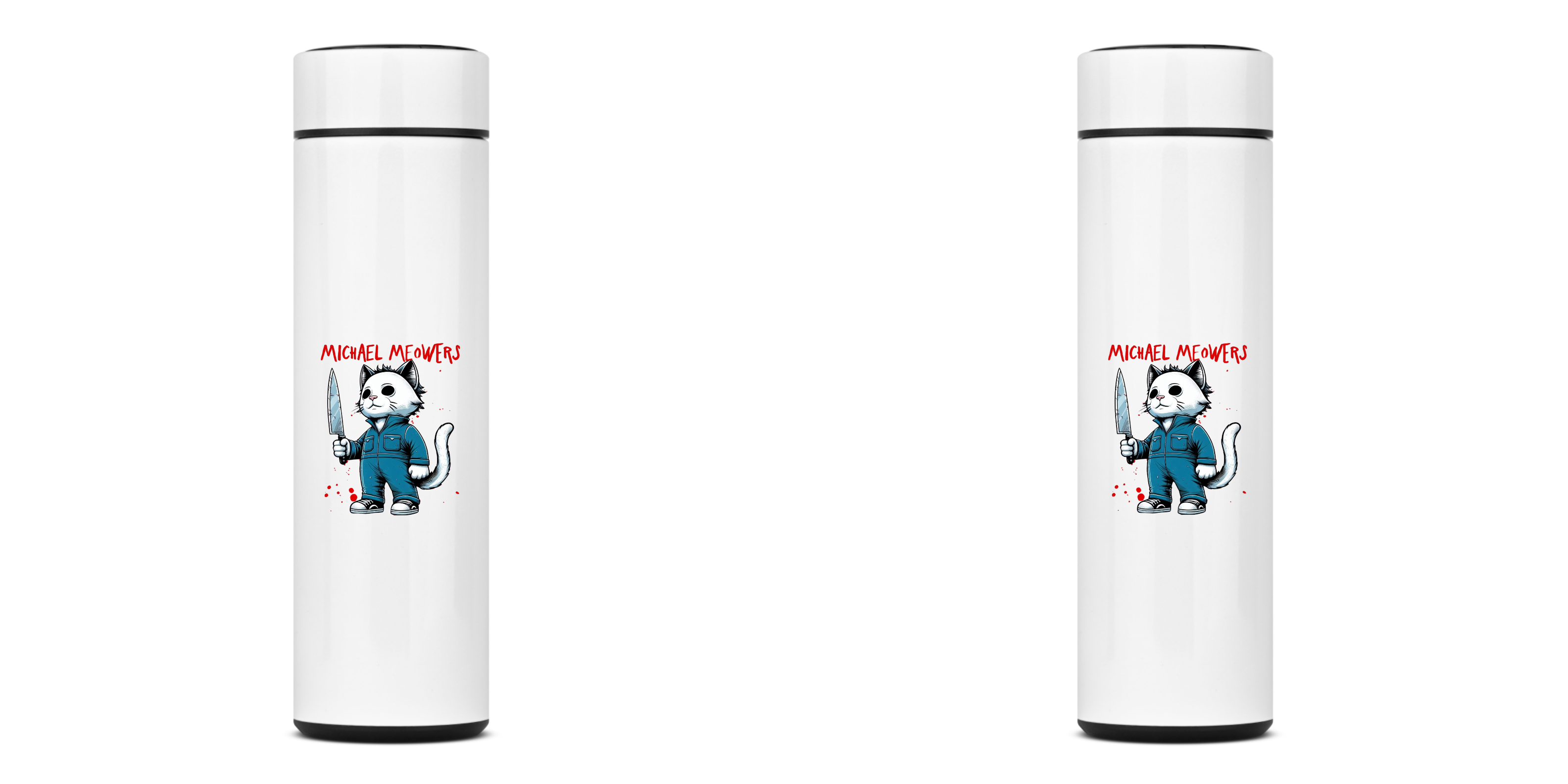 GARRAFA TÉRMICA CAT MICHAEL, AÇO INOXIDÁVEL 40OML, FRENTE E VERSO