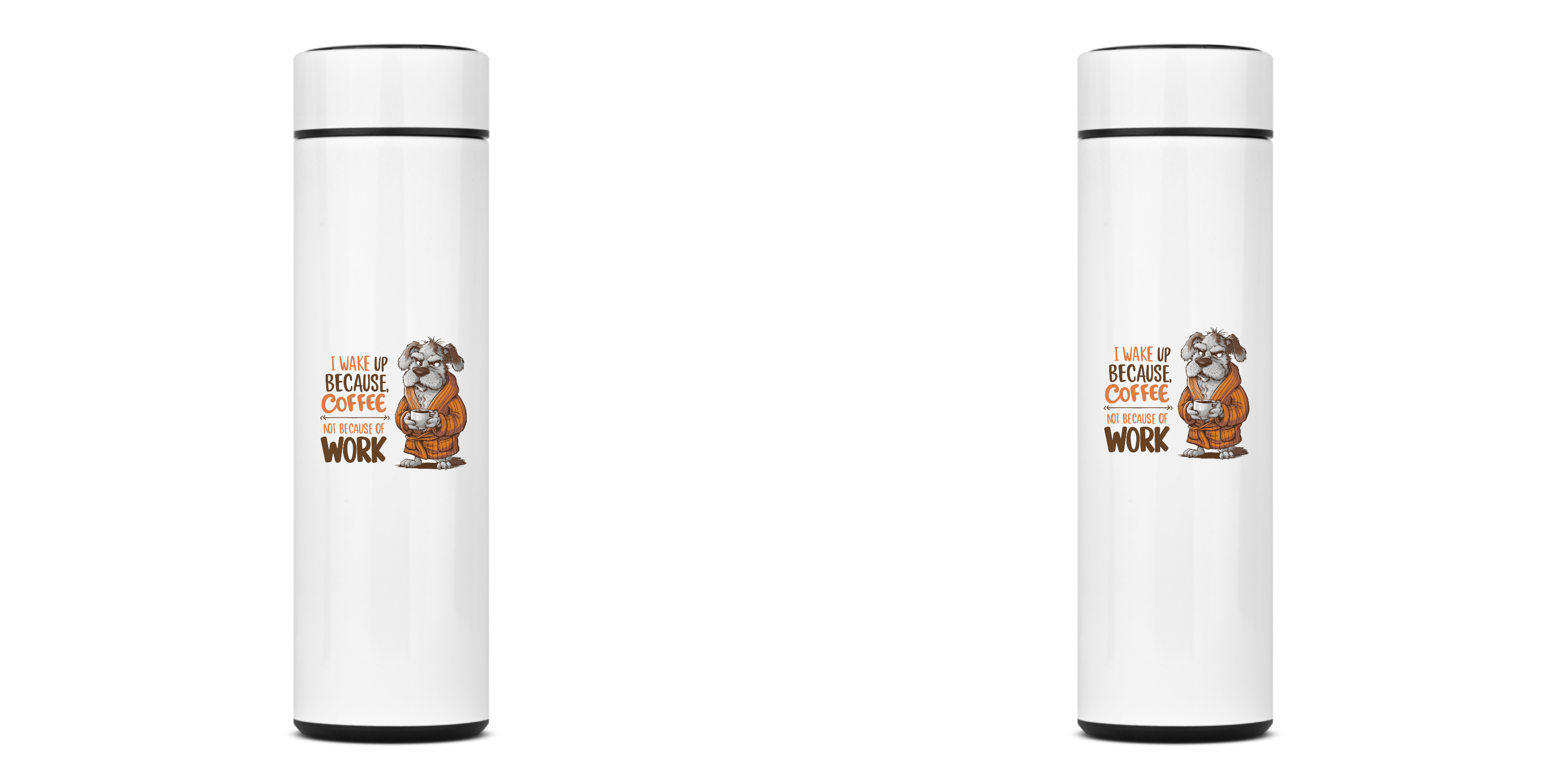 GARRAFA TÉRMICA DOG COFFEE, AÇO INOXIDÁVEL 40OML, FRENTE E VERSO