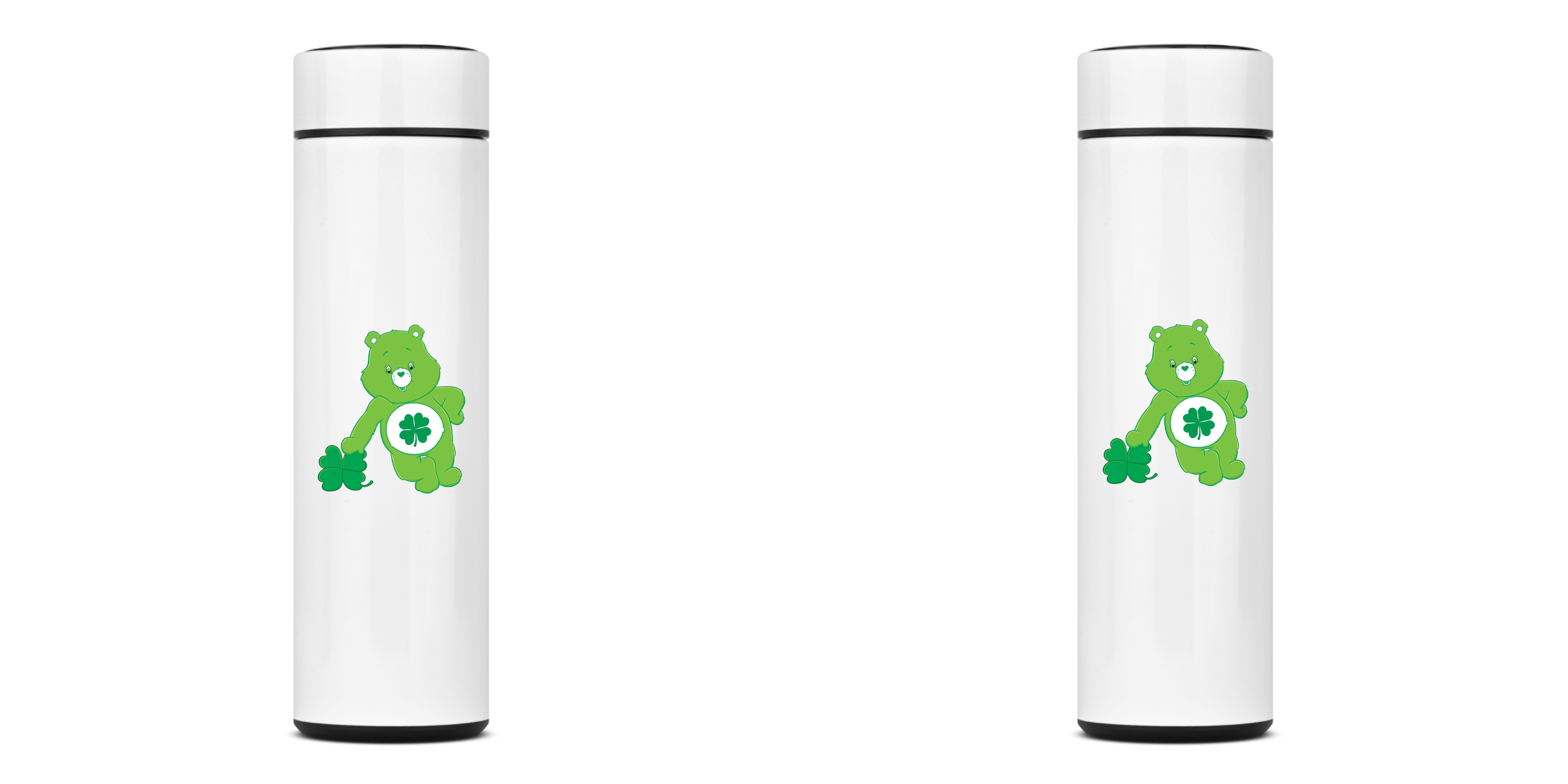 GARRAFA TÉRMICA URSINHO TREVO, AÇO INOXIDÁVEL 400ML FRENTE E VERSO 