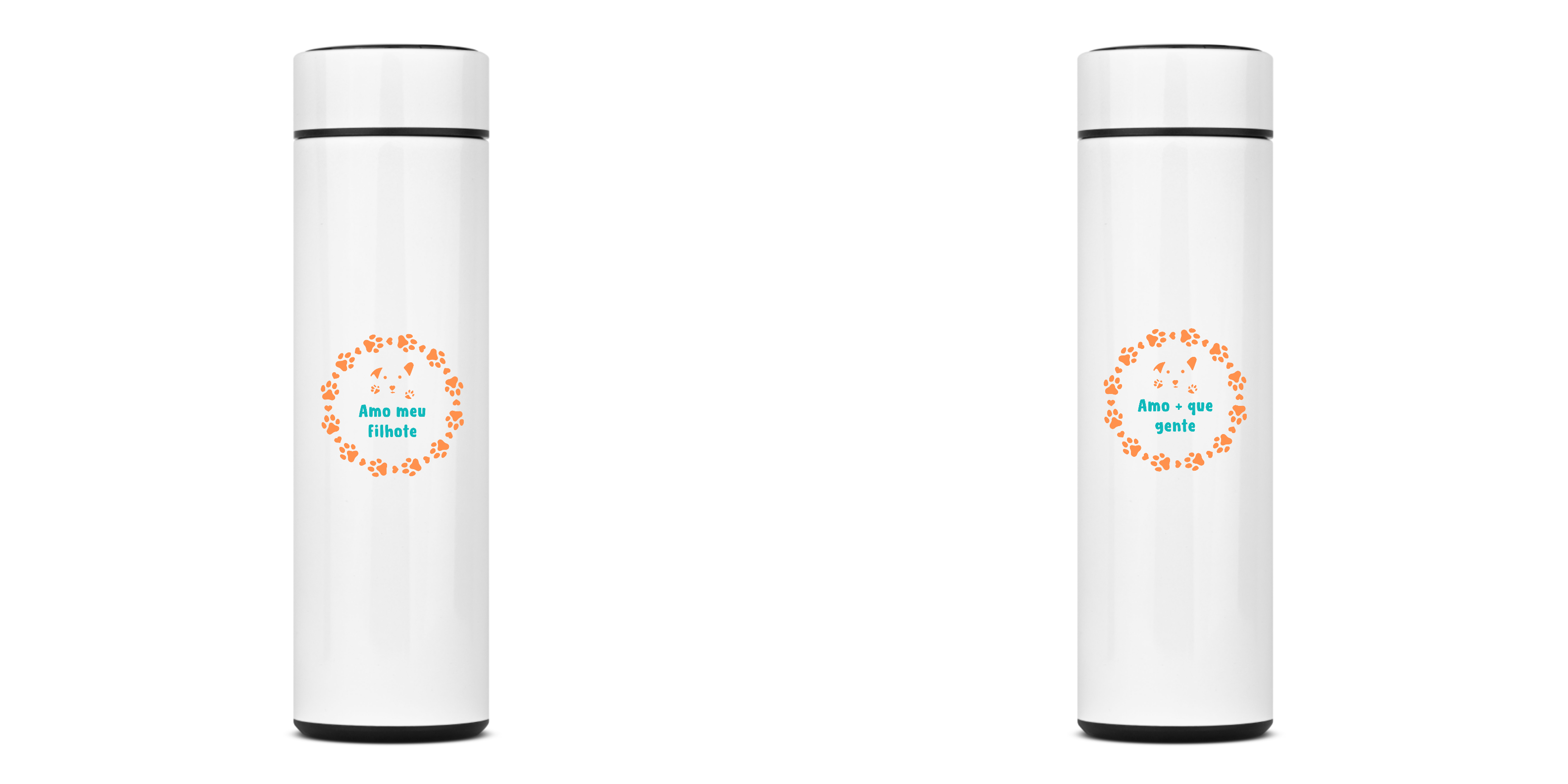 GARRAFA TÉRMICA DOG AMO MEU FILHOTE, AÇO INOXIDÁVEL 40OML, FRENTE E VERSO