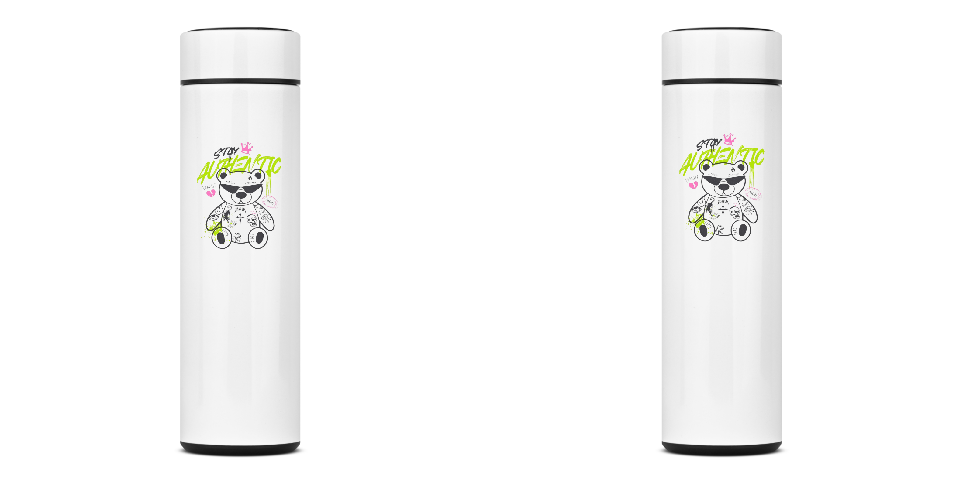 GARRAFA TÉRMICA URSO HARD BEAR, AÇO INOXIDÁVEL 40OML, FRENTE E VERSO