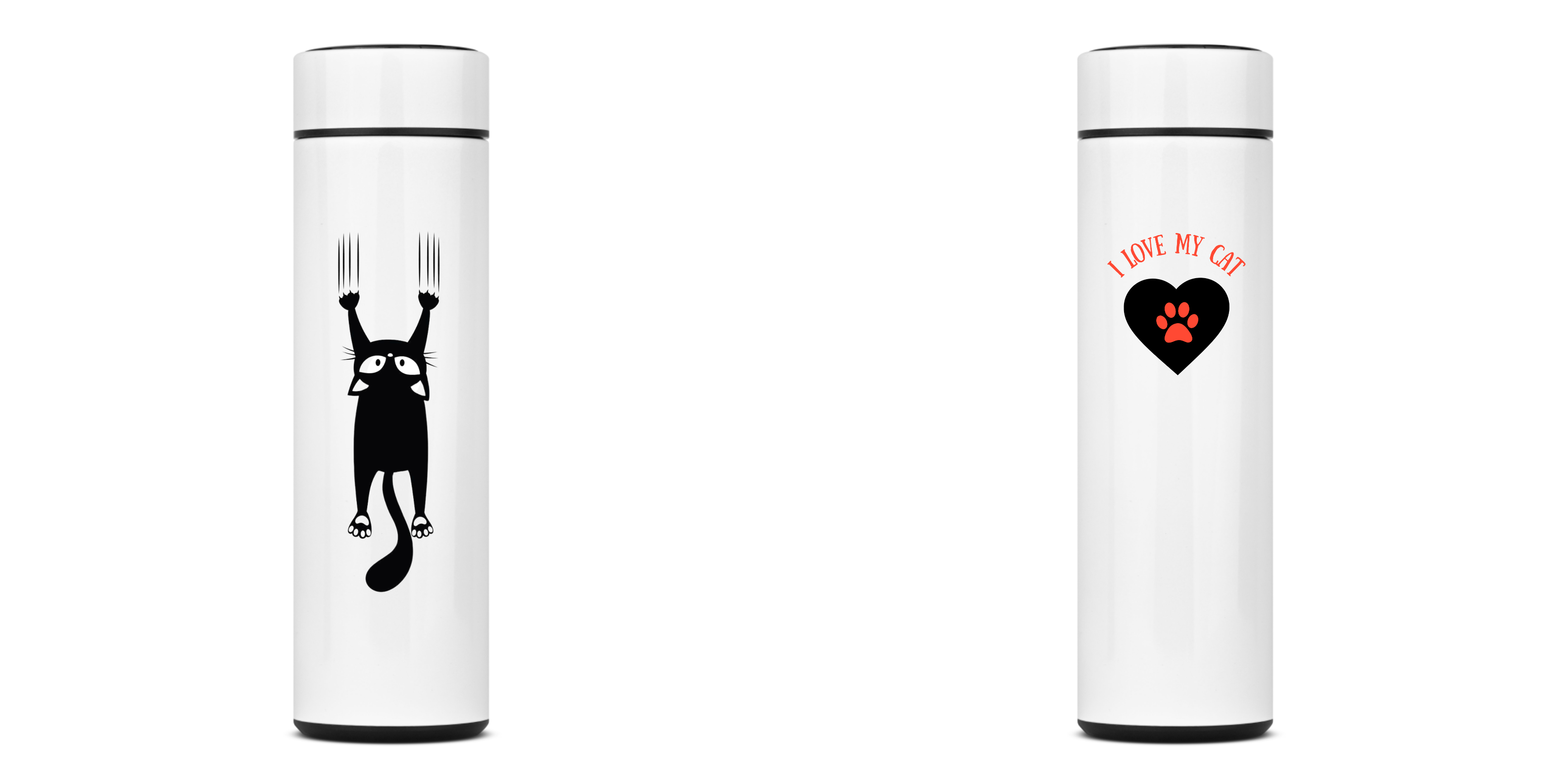 GARRAFA TÉRMICA I LOVE MY CAT, AÇO INOXIDÁVEL 40OML, FRENTE E VERSO