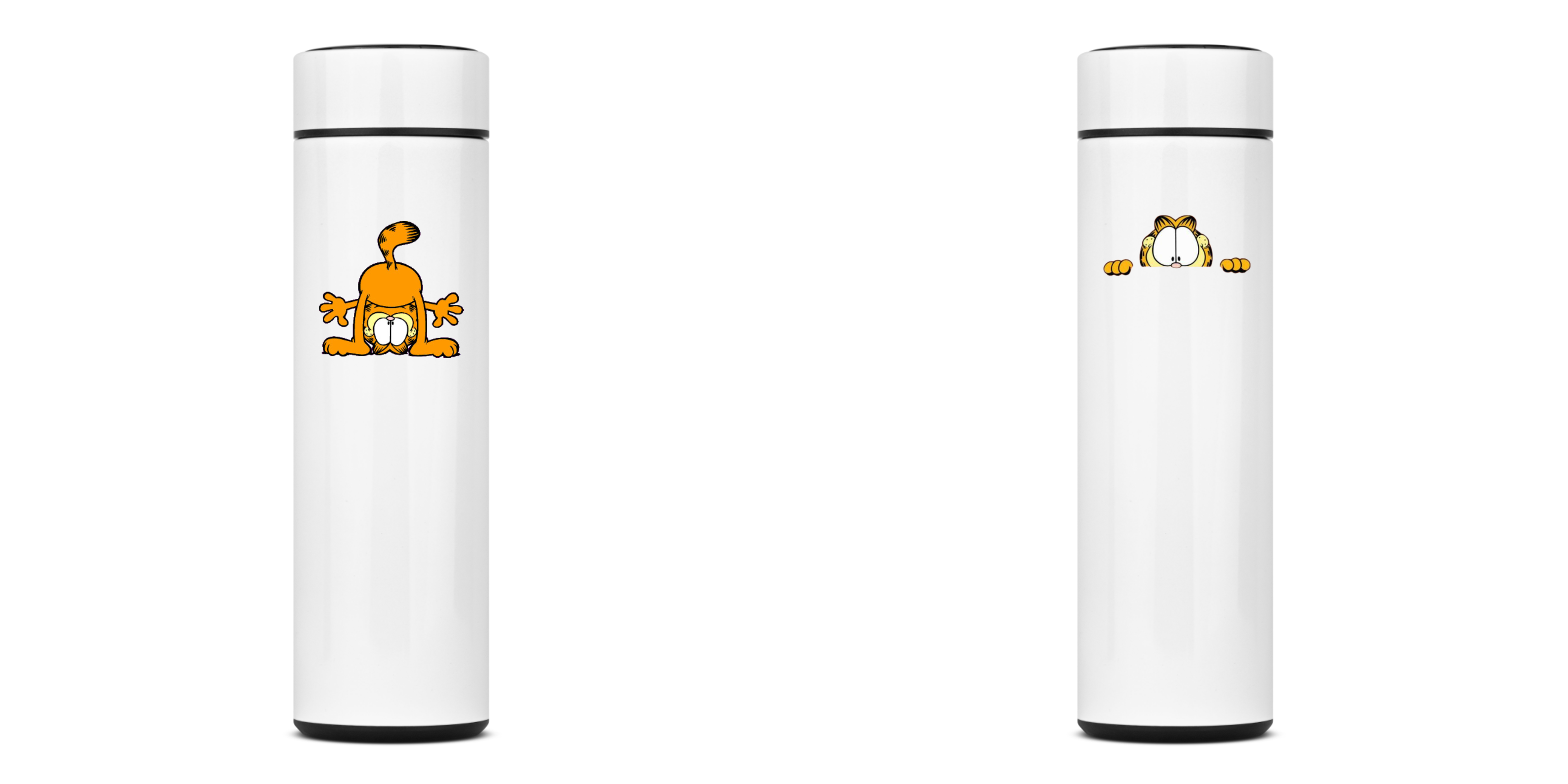 GARRAFA TÉRMICA CAT GARFIELD, AÇO INOXIDÁVEL 40OML, FRENTE E VERSO