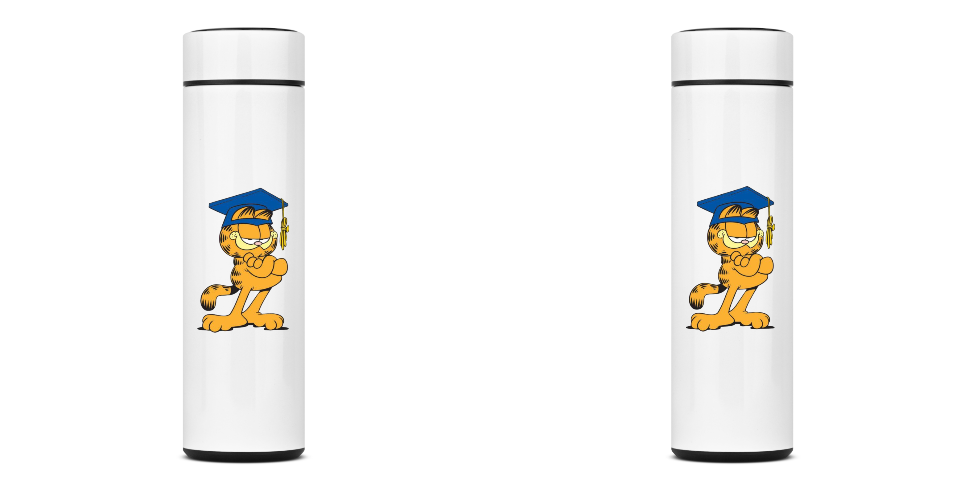 GARRAFA TÉRMICA CAT GARFIELD FORMATURA, AÇO INOXIDÁVEL 40OML, FRENTE E VERSO