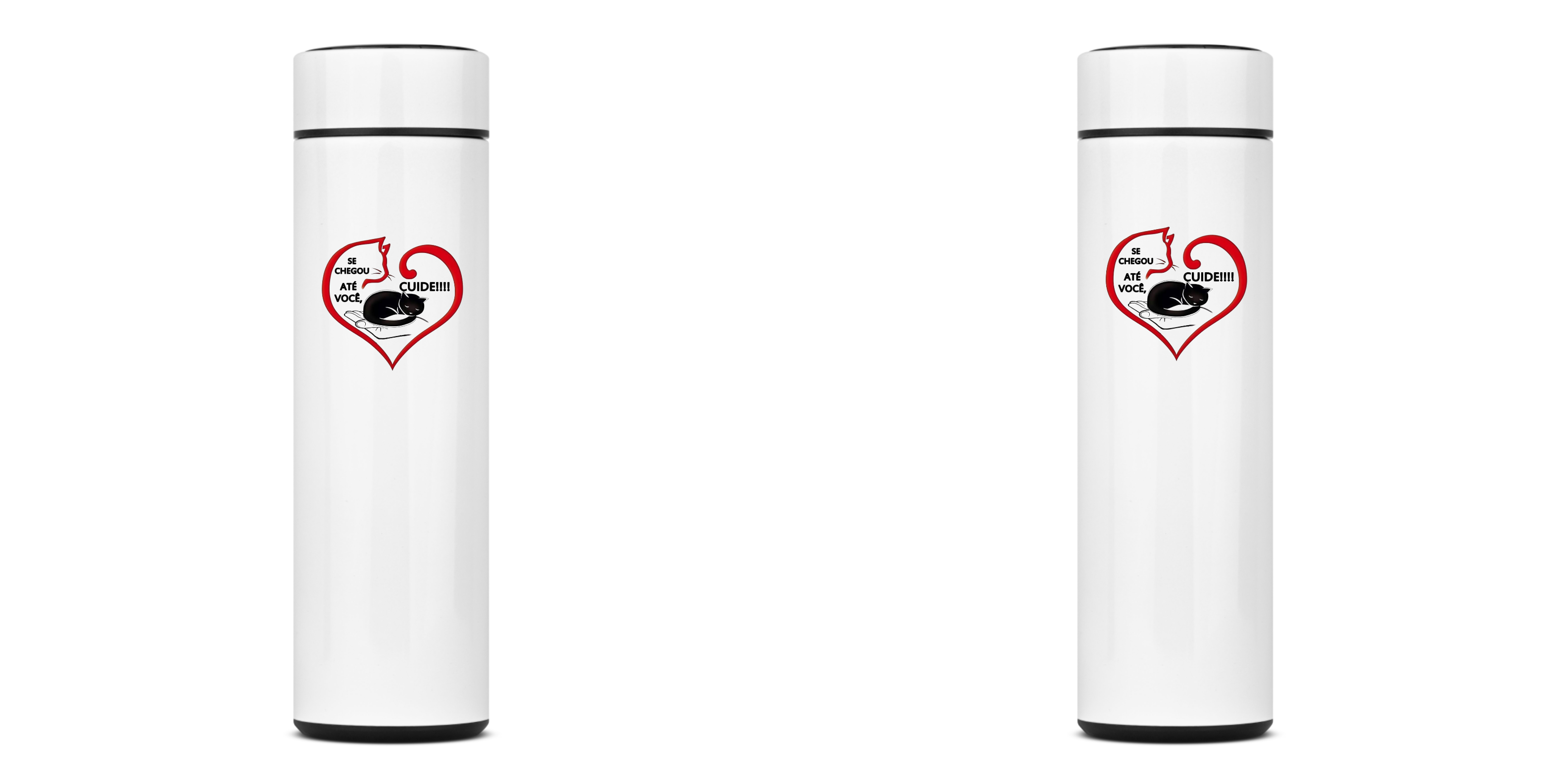 GARRAFA TÉRMICA CAT ADOTE, AÇO INOXIDÁVEL 40OML, FRENTE E VERSO
