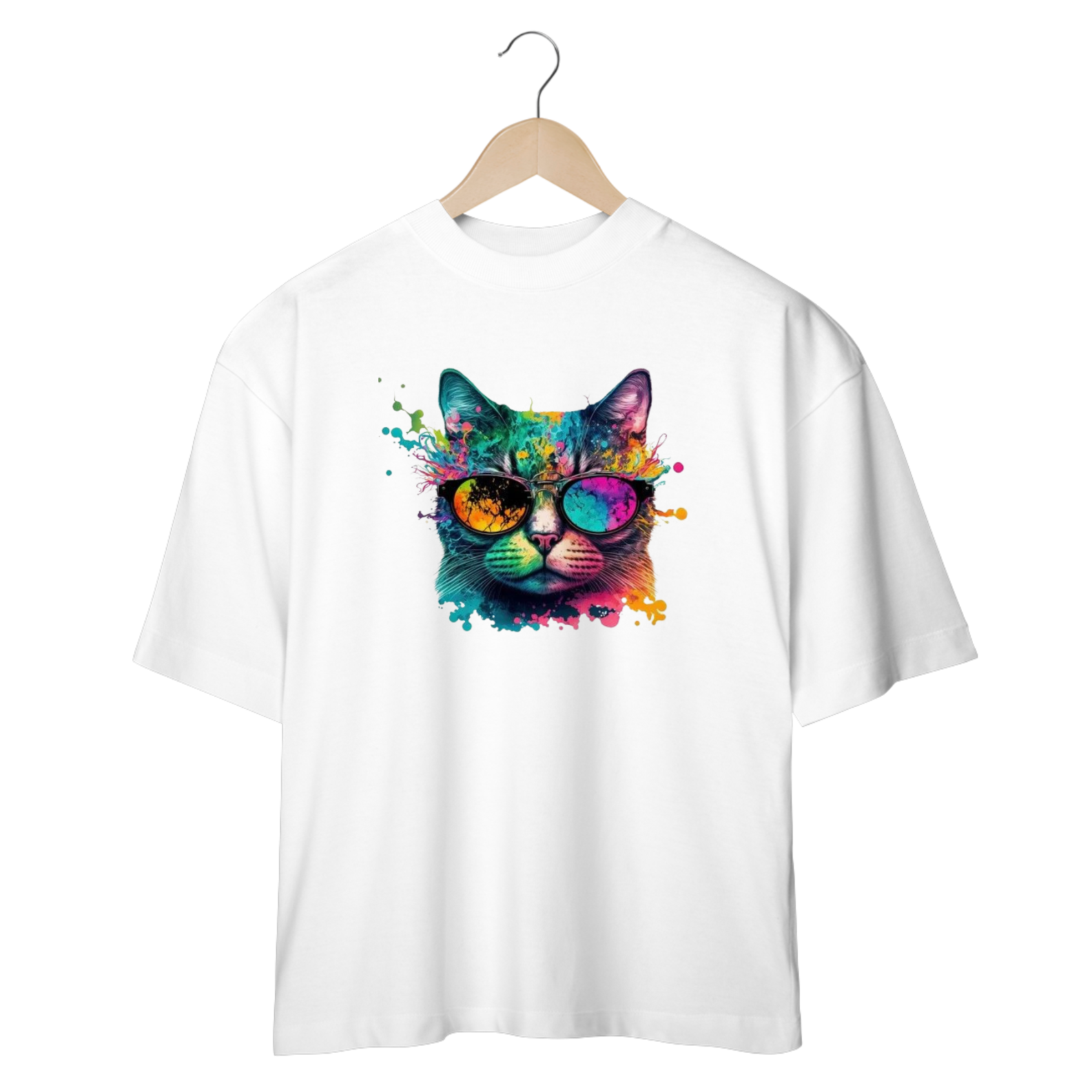 CAMISETA OVERSIZED, CAT POP ART