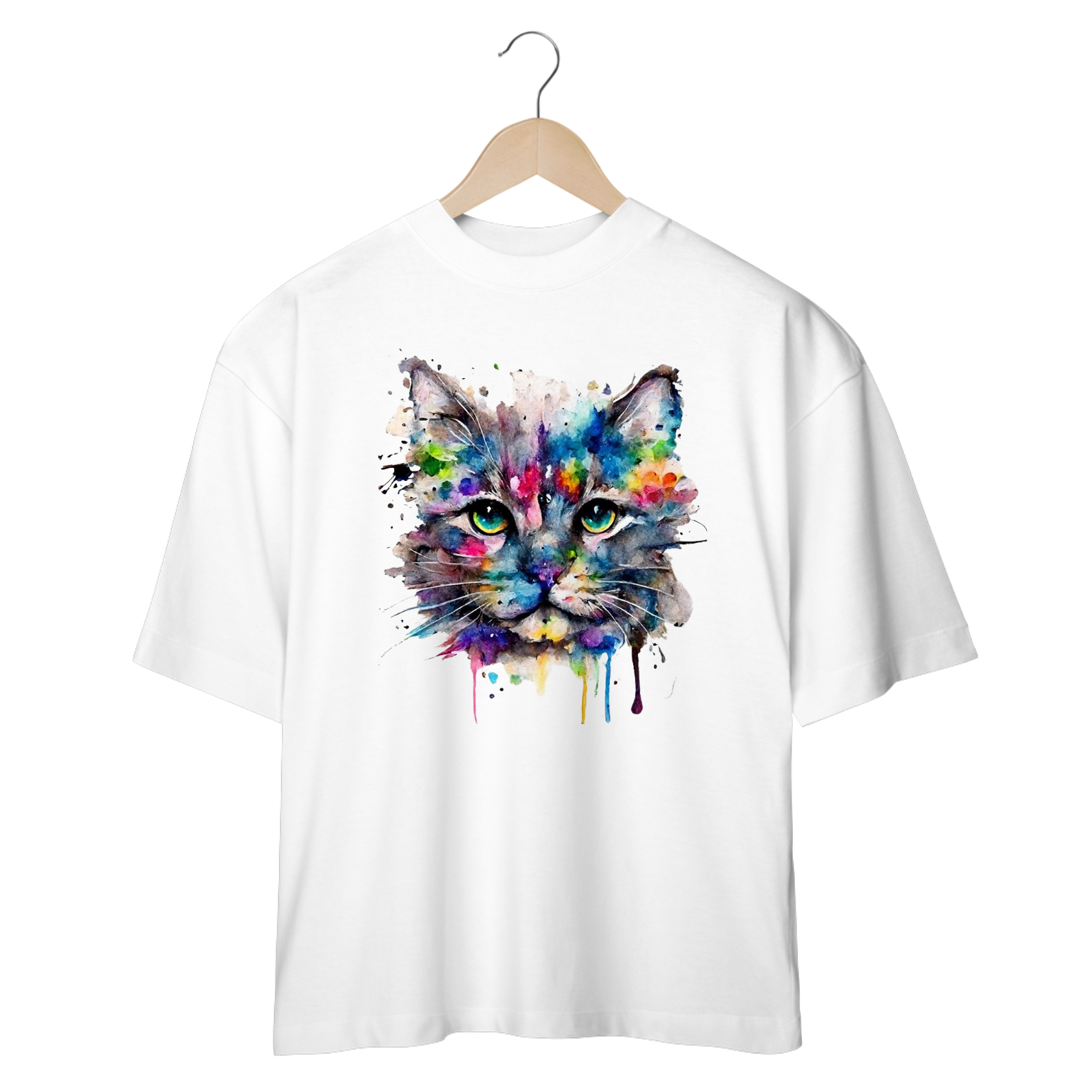 CAMISETA OVERSIZED, CAT POP ART