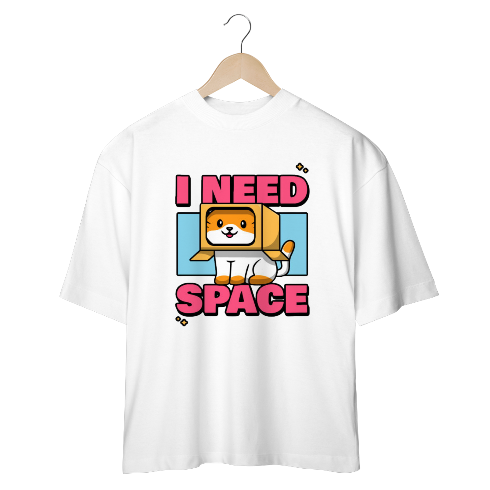 CAMISETA OVERSIZED, CAT I NEED SPACE