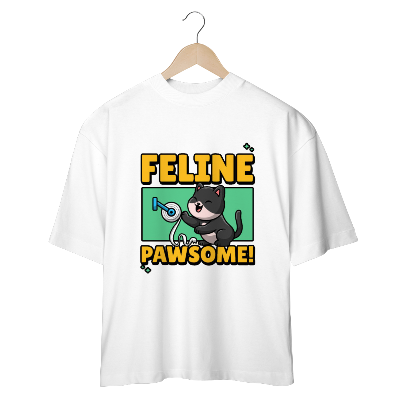CAMISETA OVERSIZED, CAT FELINE PAWSOME