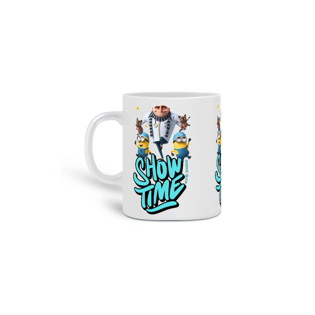 CANECA PERSONALIZADA CRIATIVA EM CERÂMICA, 325ML C/03 LADOS MEU MALVADO FAVORITO SHOW TIME 