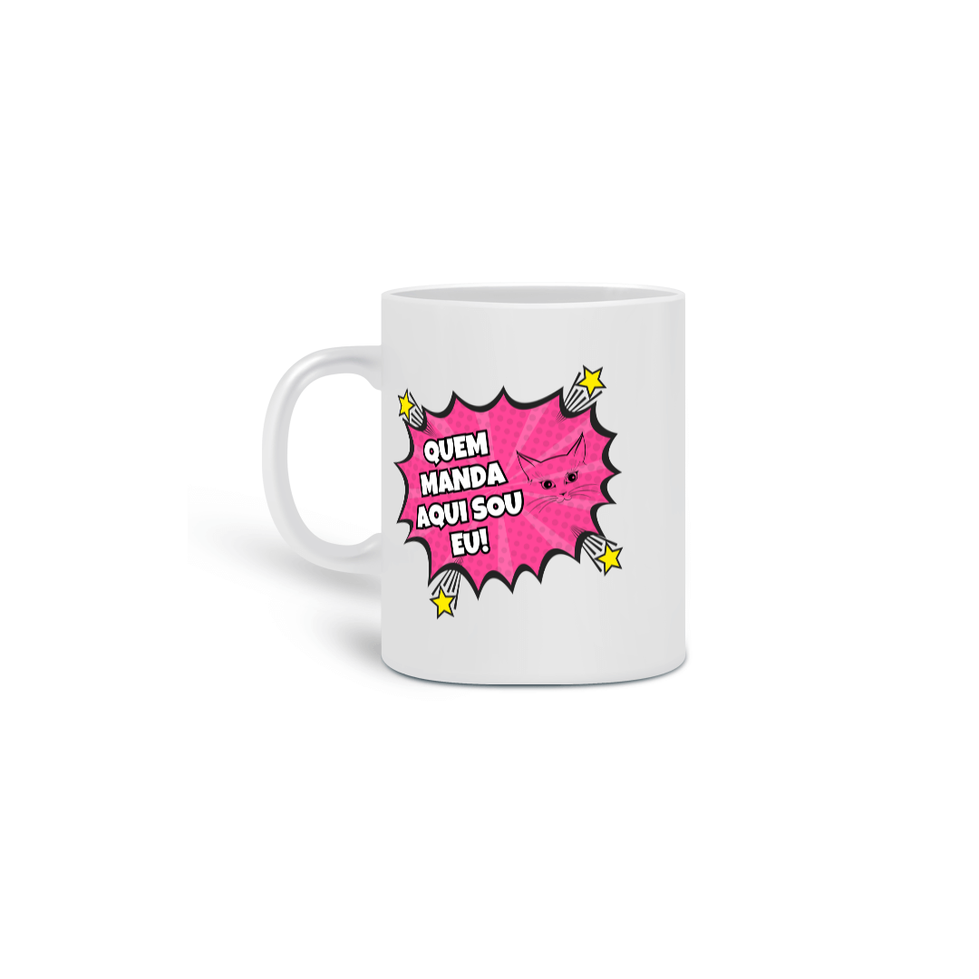 CANECA PERSONALIZADA CRIATIVA EM CERÂMICA, 325ML C/02 LADOS, COMICS CAT FRASES